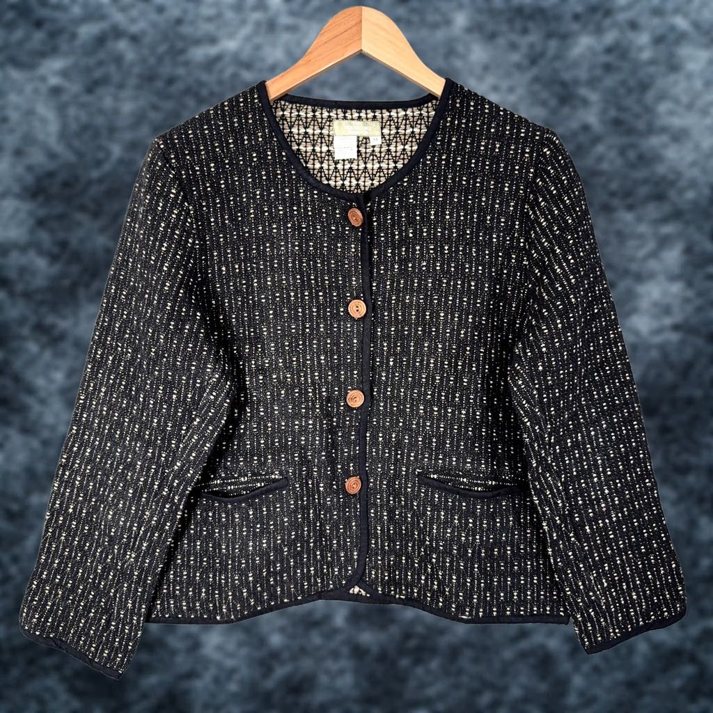 The Territory Ahead VINTAGE Territory Ahead Jacket Womens M Black Textured Silk Blend Cardigan Size M / US 6-8 / IT 42-44 - 1 Thumbnail