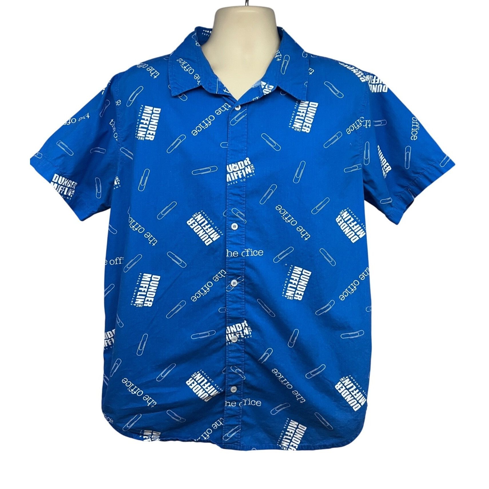 Other The Office Dunder Mifflin TV Comedy Mens Blue Button Up Shir Size US XL / EU 56 / 4 - 1 Thumbnail