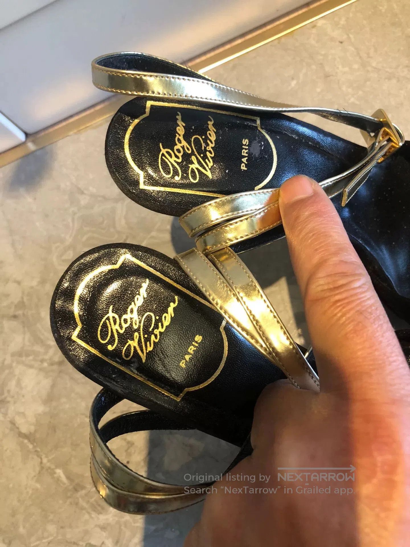 Roger Vivier Roger Vivier Gold Strap Platform Heel Sandal. Size US 4.5 / IT 34.5 - 2 Thumbnail
