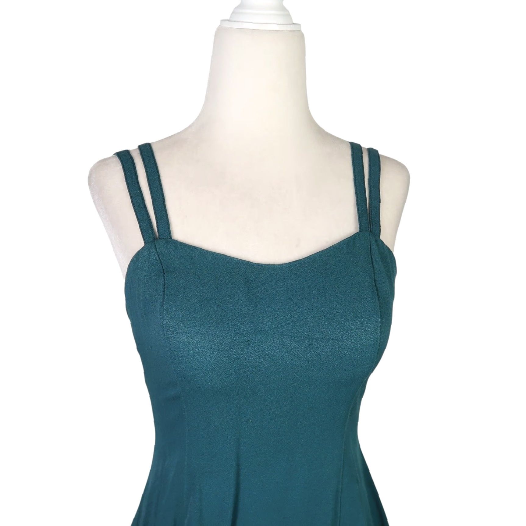Vintage VINTAGE Jay Jacobs Dress Mini Twirl Dark Green XS Dress Sleeveless 90s 80s Party/Cocktail Casual Fit & Flare Zip Back Women's Seventh? Size XS / US 0-2 / IT 36-38 - 2 Thumbnail