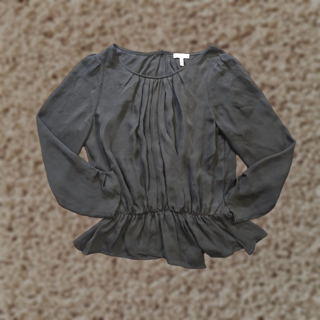 Joie JOIE Top Blouse Womens Size S Black Silk Peplum Pleated Lightweight Capsule Minimal Casual Business Size S / US 4 / IT 40 - 1 Thumbnail