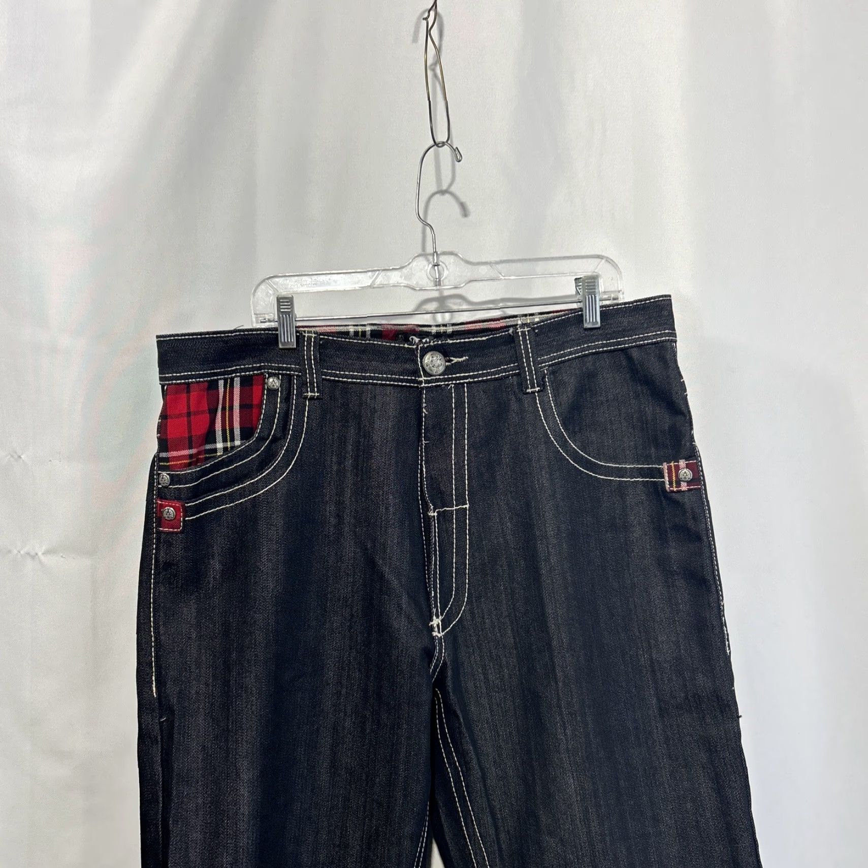 Vintage Ablanche Jeans Men’s 38 Black Denim Loose Baggy Hip Hop Y2K Embroidered Jeans Size US 38 / EU 54 - 2 Thumbnail