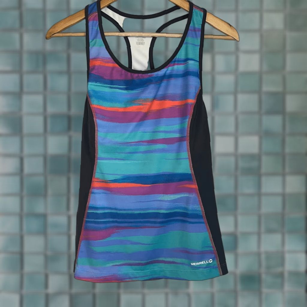 Merrell Merrell Tank Top Womens M Multicolor Blue Pink Select Wick Tank Top Size M Medium Sports Activewear Womens/Men? Size M / US 6-8 / IT 42-44 - 1 Thumbnail