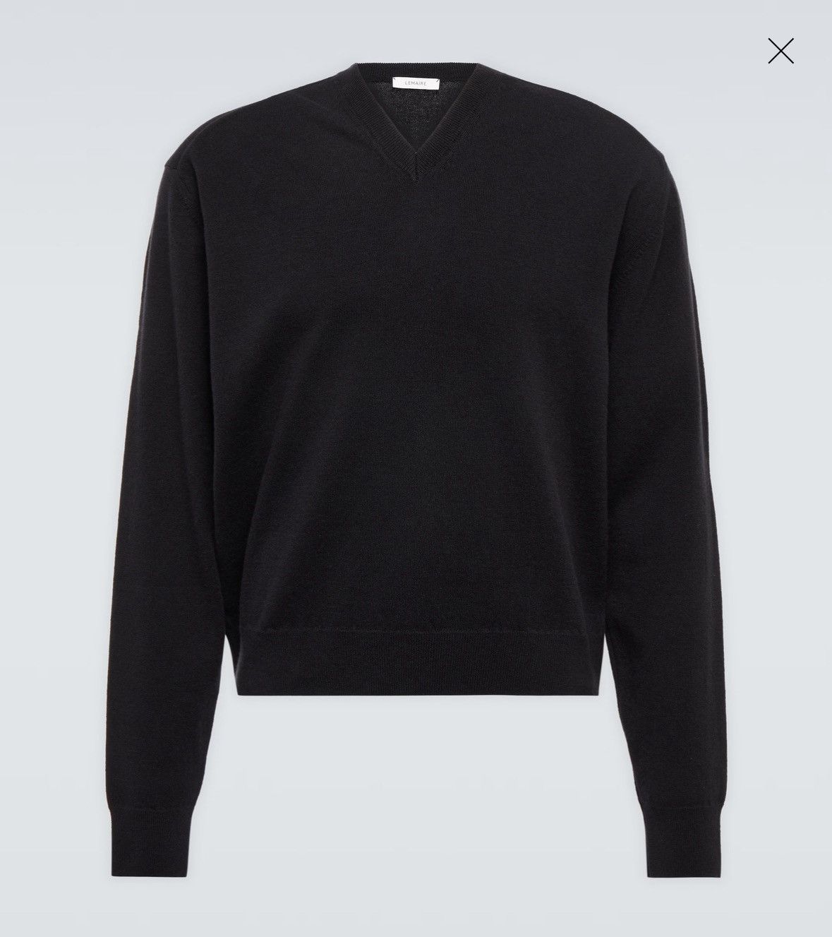 image of Lemaire NWT Fw23 Black Wool V-Neck Jumper Size Xl, Men's