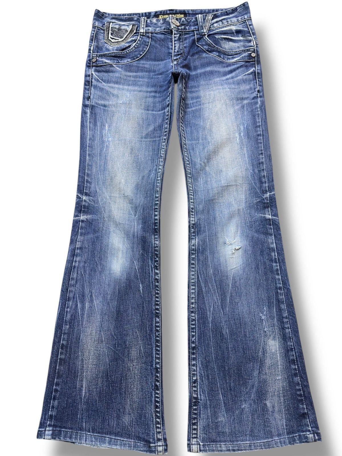 If Six Was Nine Vintage Pasta Denim Flare Bootcut Embroidery Denim Size US 31 - 1 Thumbnail