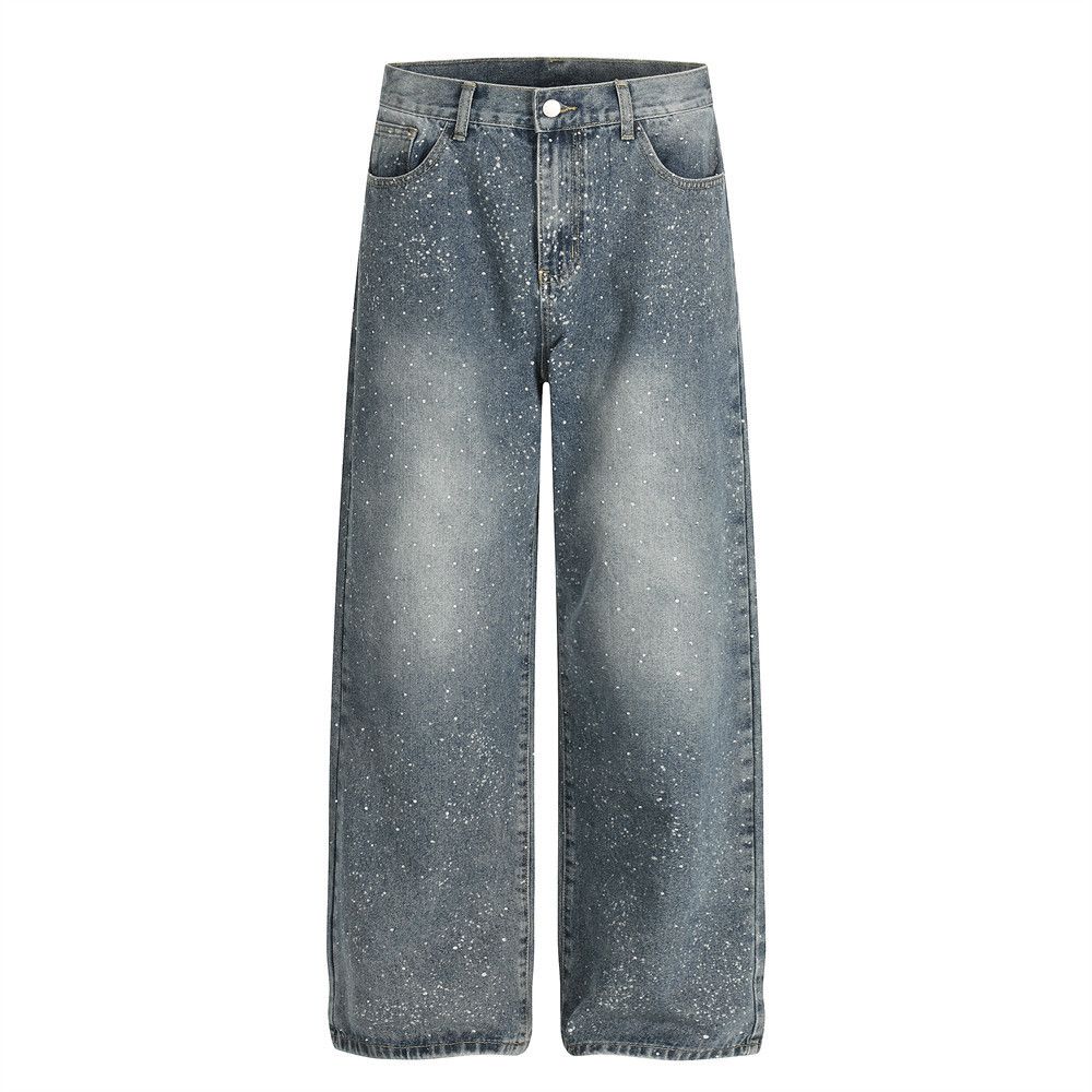 Jean Men's retro star hot diamond washed distressed jeans y2k Size US 32 / EU 48 - 1 Thumbnail