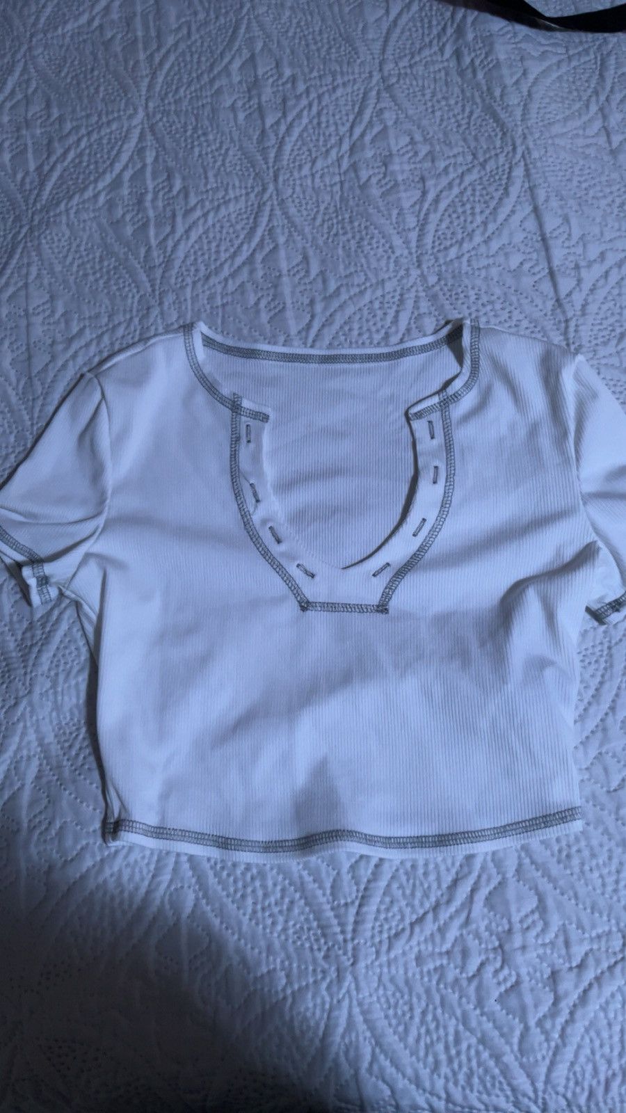 Shein white and grey scoop top Size XS / US 0-2 / IT 36-38 - 1 Thumbnail