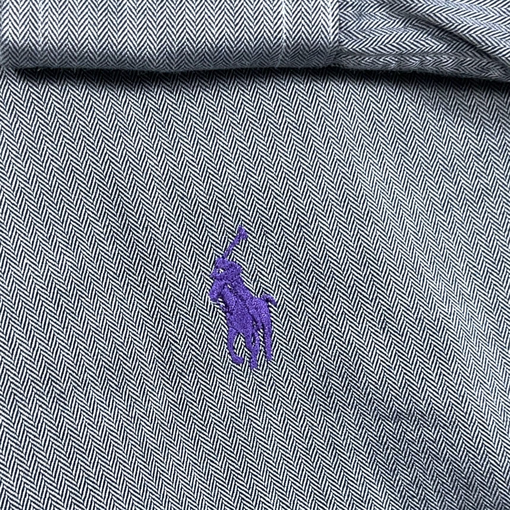 Ralph Lauren Ralph Lauren Shirt Men XL Button-Up Gray Cotton Blake Two Ply Pony Embroidered Logo Herringbone Long Sleeve Classic Fit Size US XL / EU 56 / 4 - 4 Thumbnail