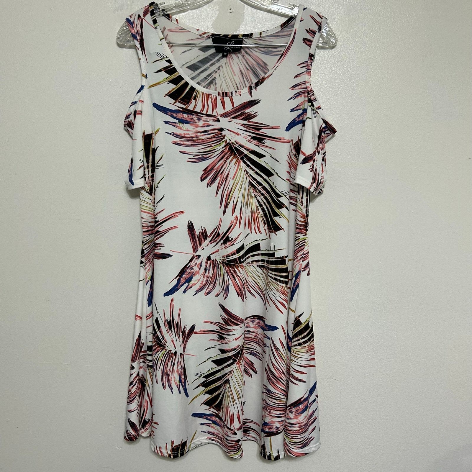 Other Lexington Avenue Tropical Palm Cold Shoulder Dress 1X Size XXL / US 16-18 / IT 52-54 - 1 Thumbnail