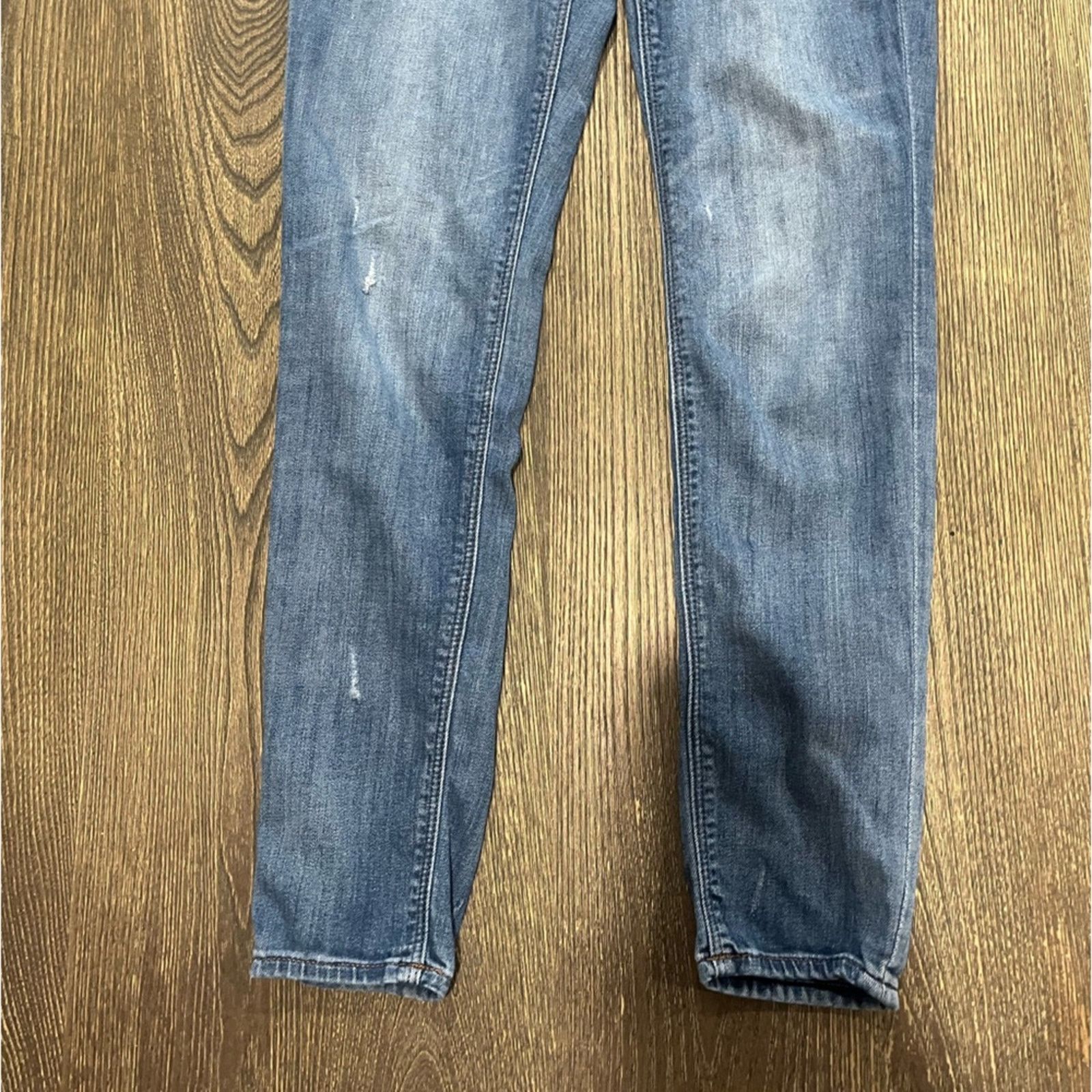 Express Express Legging Jeans Mid-Rise Distressed Stretch Blue Sz 2L Size 26" / US 2 / IT 38 - 2 Thumbnail