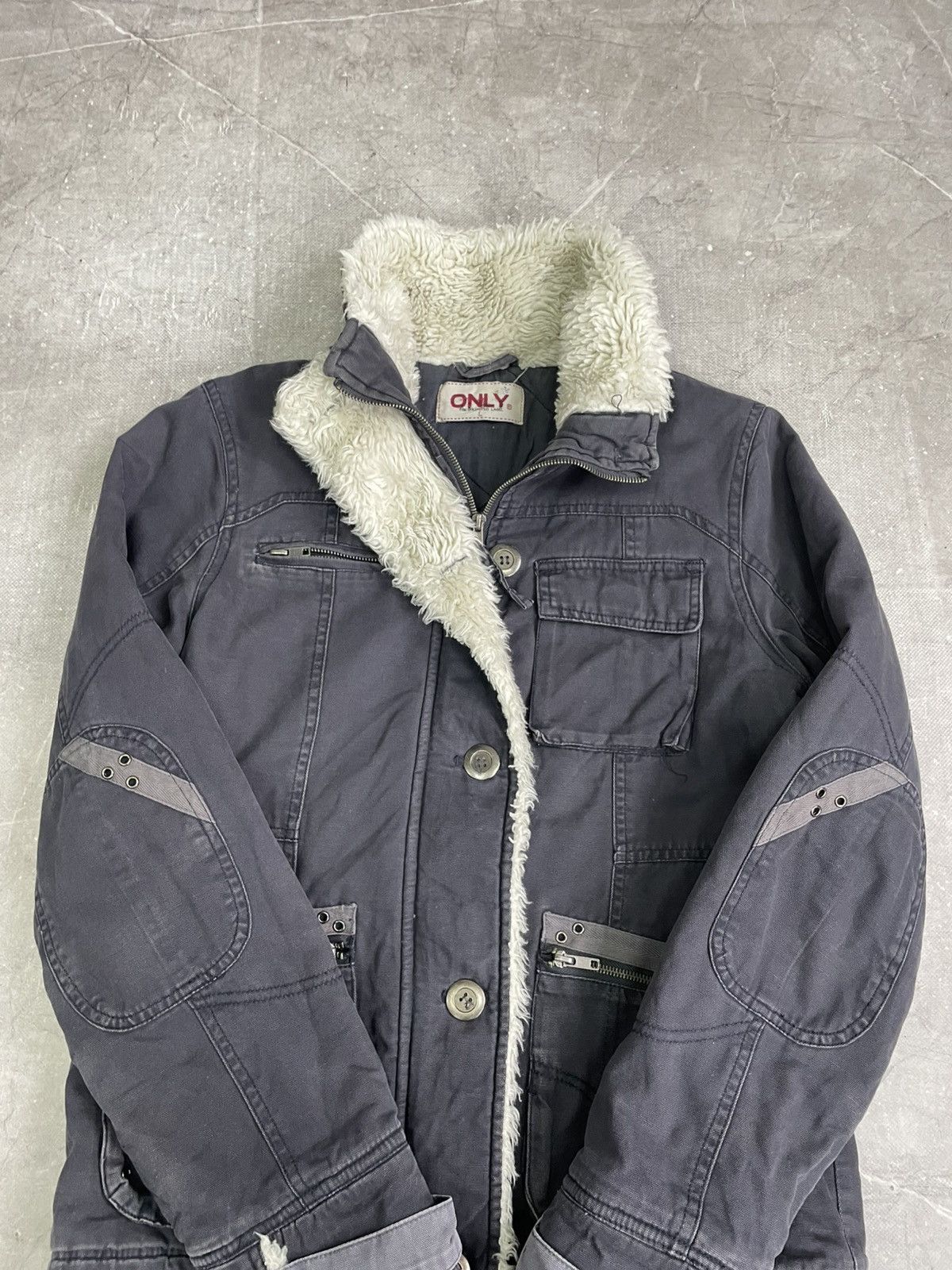 Hysteric Glamour Canvas y2k fur jacket vintage cropped military style Size US M / EU 48-50 / 2 - 7 Thumbnail