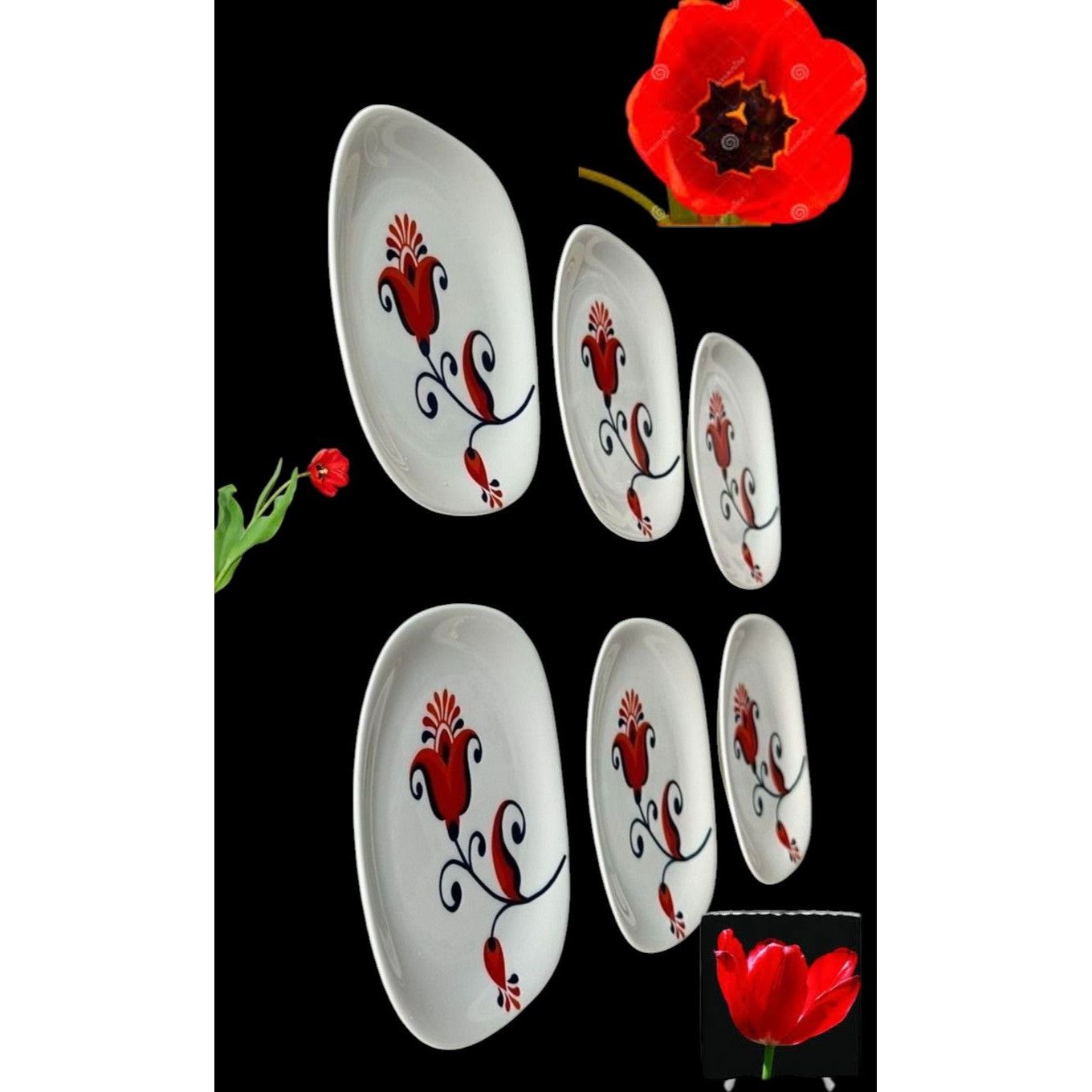Handmade × Vintage VTG 70s Block Langenthal Transition Bread Plates 6 piece Red Size ONE SIZE - 6 Thumbnail