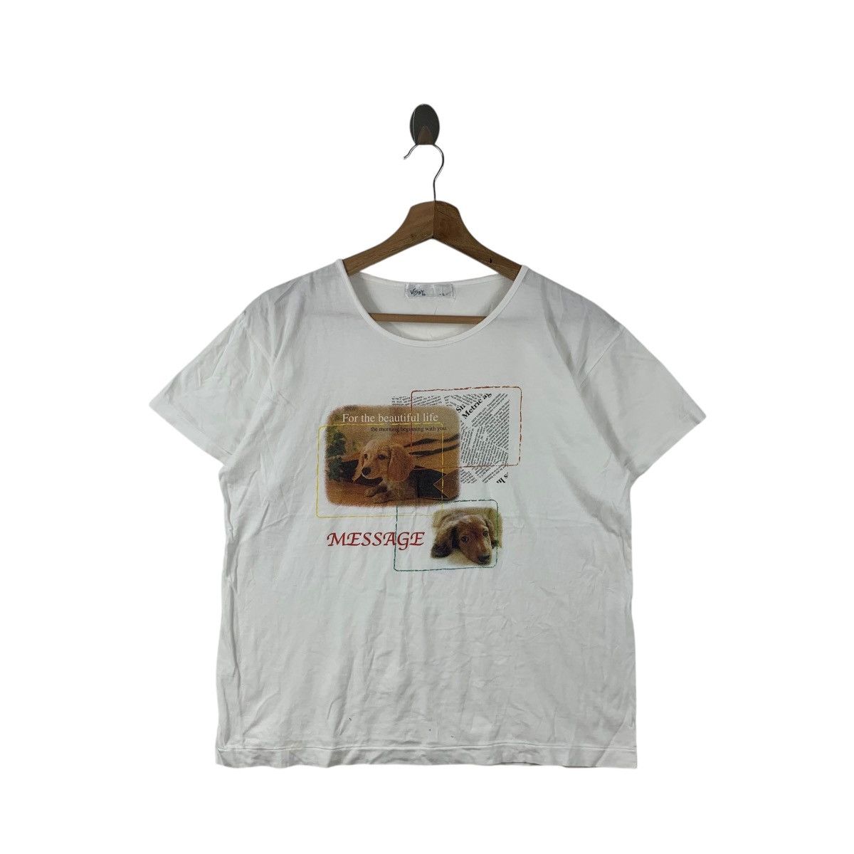 Vintage Vintage VISBY JAPAN DOG Pet Beautiful Life Message Tee Size L / US 10 / IT 46 - 1 Thumbnail