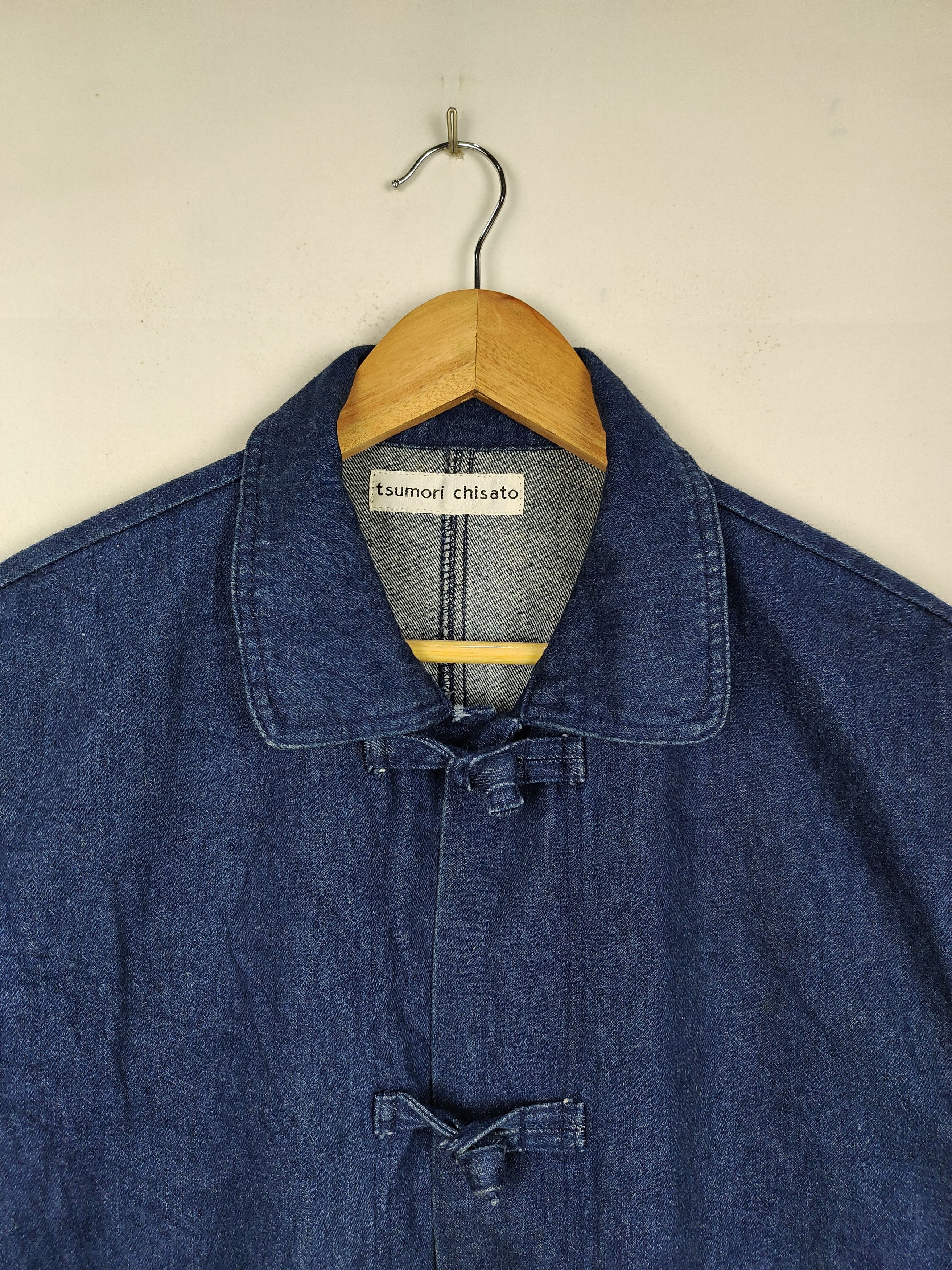 Issey Miyake × Tsumori Chisato Tsumori Chisato Indigo Boro Chinese Style Blue Denim Jacket Size US M / EU 48-50 / 2 - 2 Thumbnail
