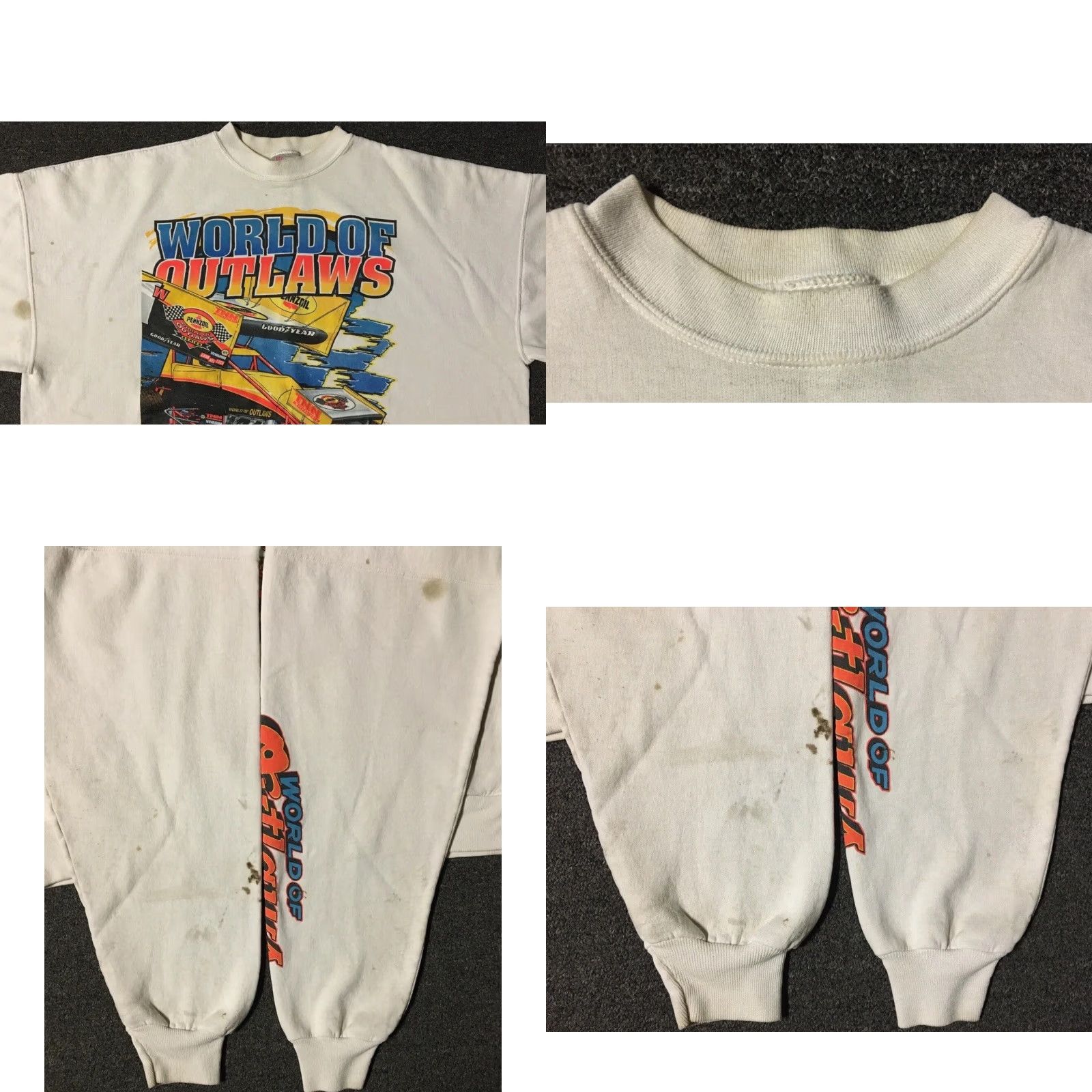 Vintage Vtg 90s World Of Outlaws Race Faded Distress AOP Sweatshirt 3X NASCAR Car Grunge-Shirt Mens 3XL White Racing Boxy Pullover Size US XXL / EU 58 / 5 - 9 Thumbnail