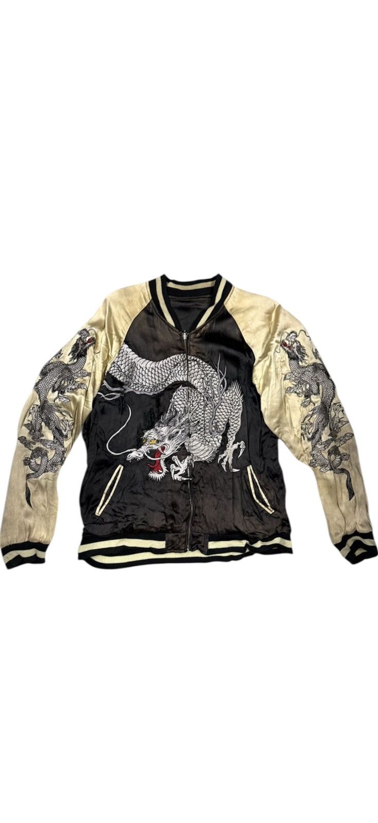 Japanese Brand VTG Ripped SUKAJAN Dragon Jacket Size US L / EU 52-54 / 3 - 1 Thumbnail