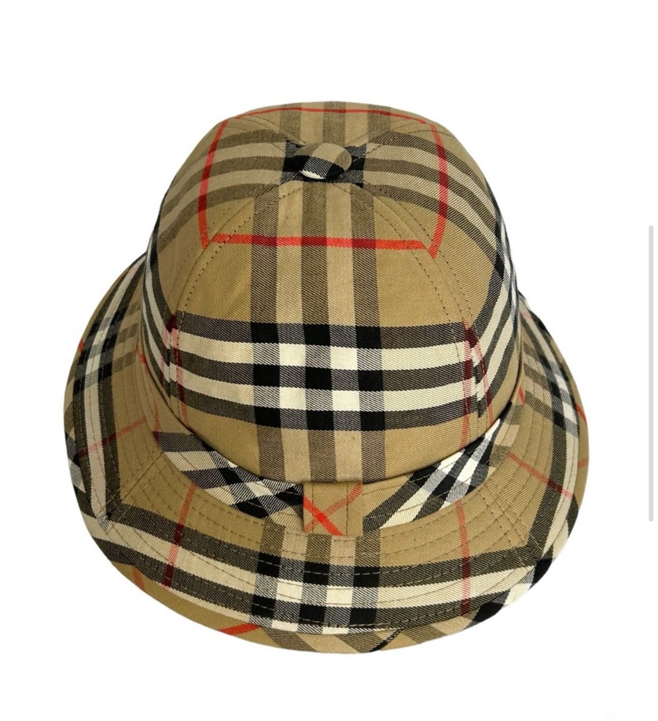 image of Burberry Vintage Nova Checked Safari Bucket Hat in Beige, Men's
