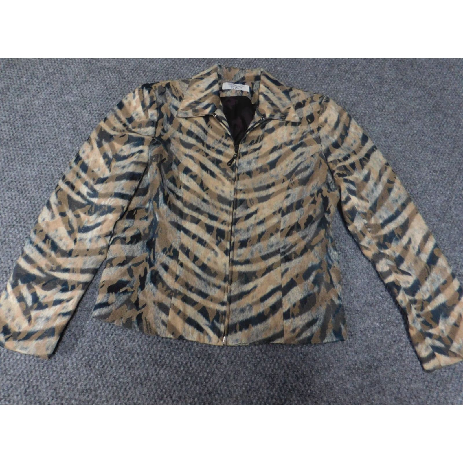 Ferrari Giancarla Ferrari Jacket Womens 6 Full Zip Animal Print Bomber Mid-Length Multicolor Fur Trim Knitted Cotton Lining Polyester Winter Regular(Women) Size 28" / US 6 / IT 42 - 2 Thumbnail