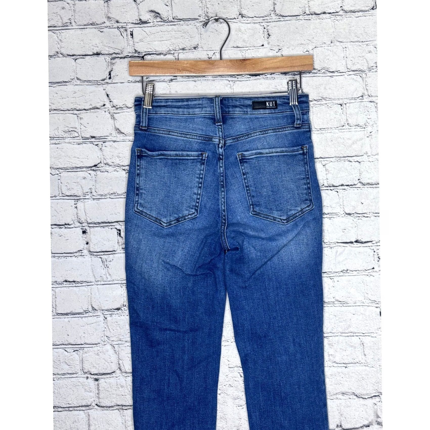 Vintage Kut From The Kloth Women's Blue Denim Jeans Distressed Button Fly Size 0 Size 25" / US 0 / IT 36 - 5 Thumbnail