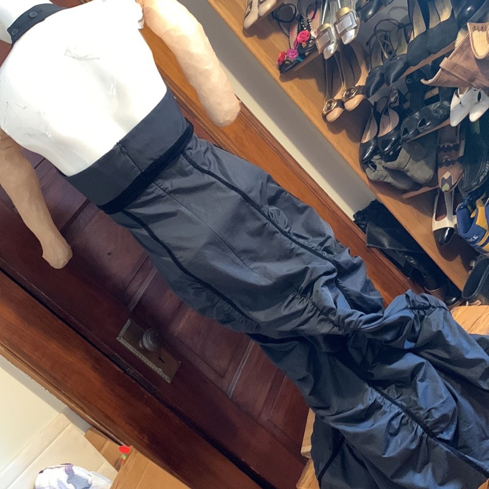 Vintage Ronen Chen Israel black ruched sexy modern halter gown dress Size S / US 4 / IT 40 - 10 Thumbnail