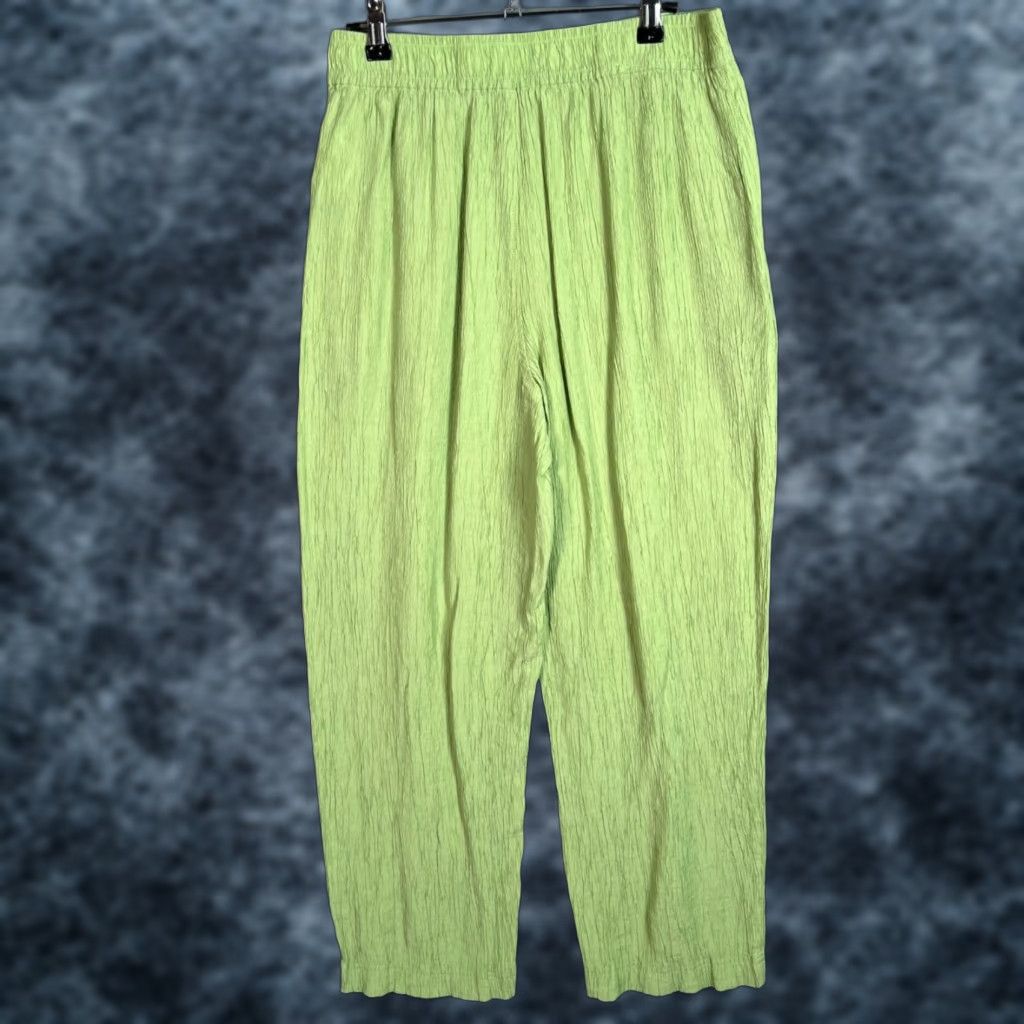 Madewell Madewell Womens Pants Medium Green Crinkle Viscose Ankle Straight Front Flat Front Rise High 27 in Inseam Regular Size M/Adult Womens? Size 32" / US 10 / IT 46 - 1 Thumbnail