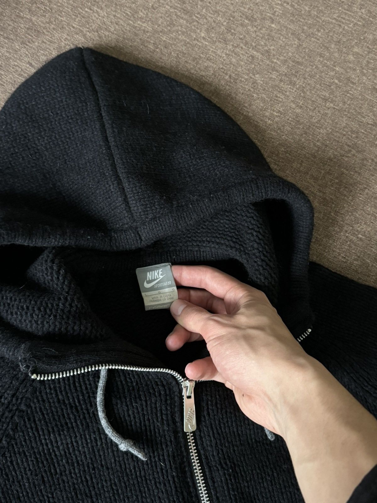 Nike × Vintage Vintage rare Nike Y2K knitted zip hoodie Size US L / EU 52-54 / 3 - 10 Thumbnail