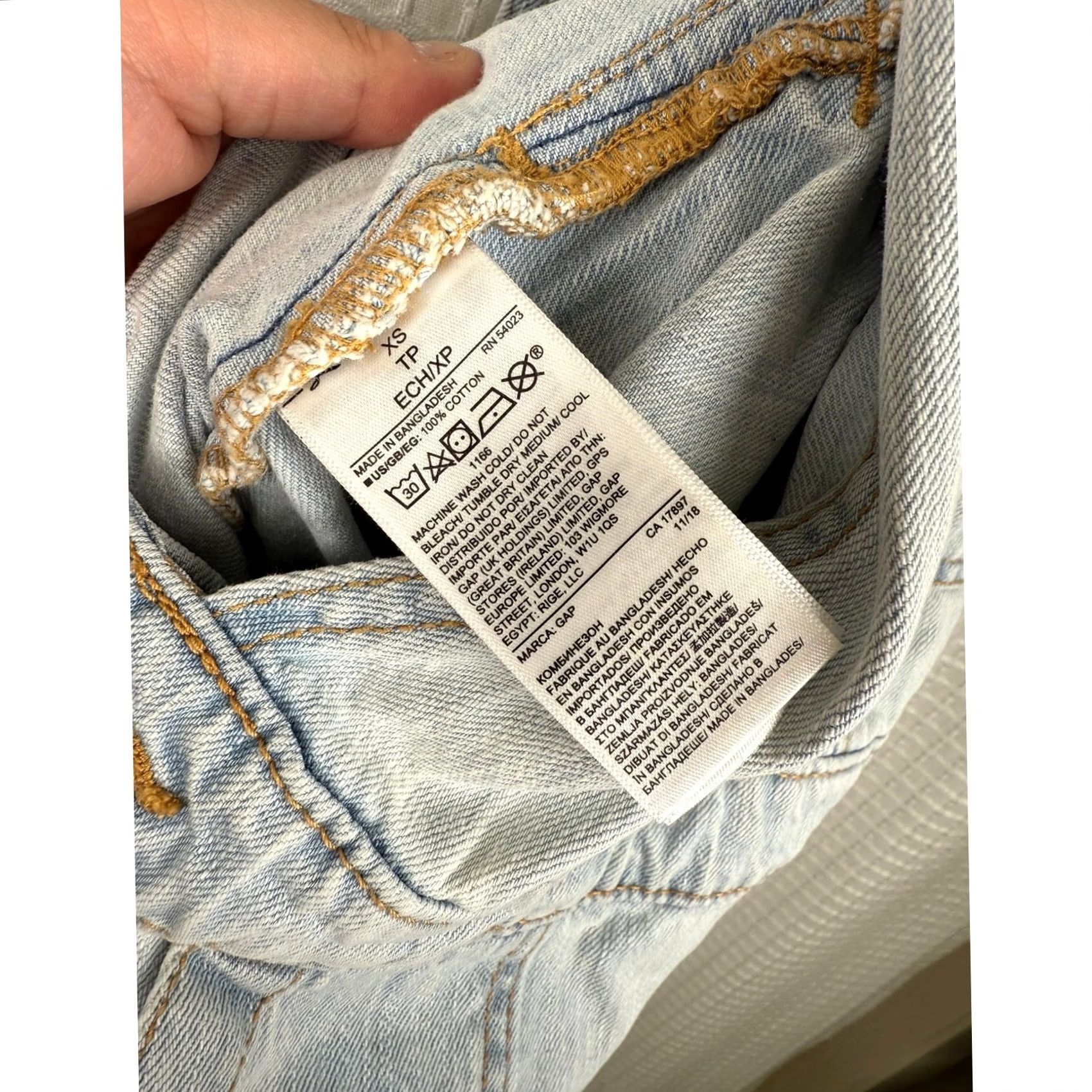 Gap GAP Denim Overalls One-Piece 100% Cotton Light Wash XS Womens Regular Blue Pockets Size 26" / US 2 / IT 38 - 6 Thumbnail