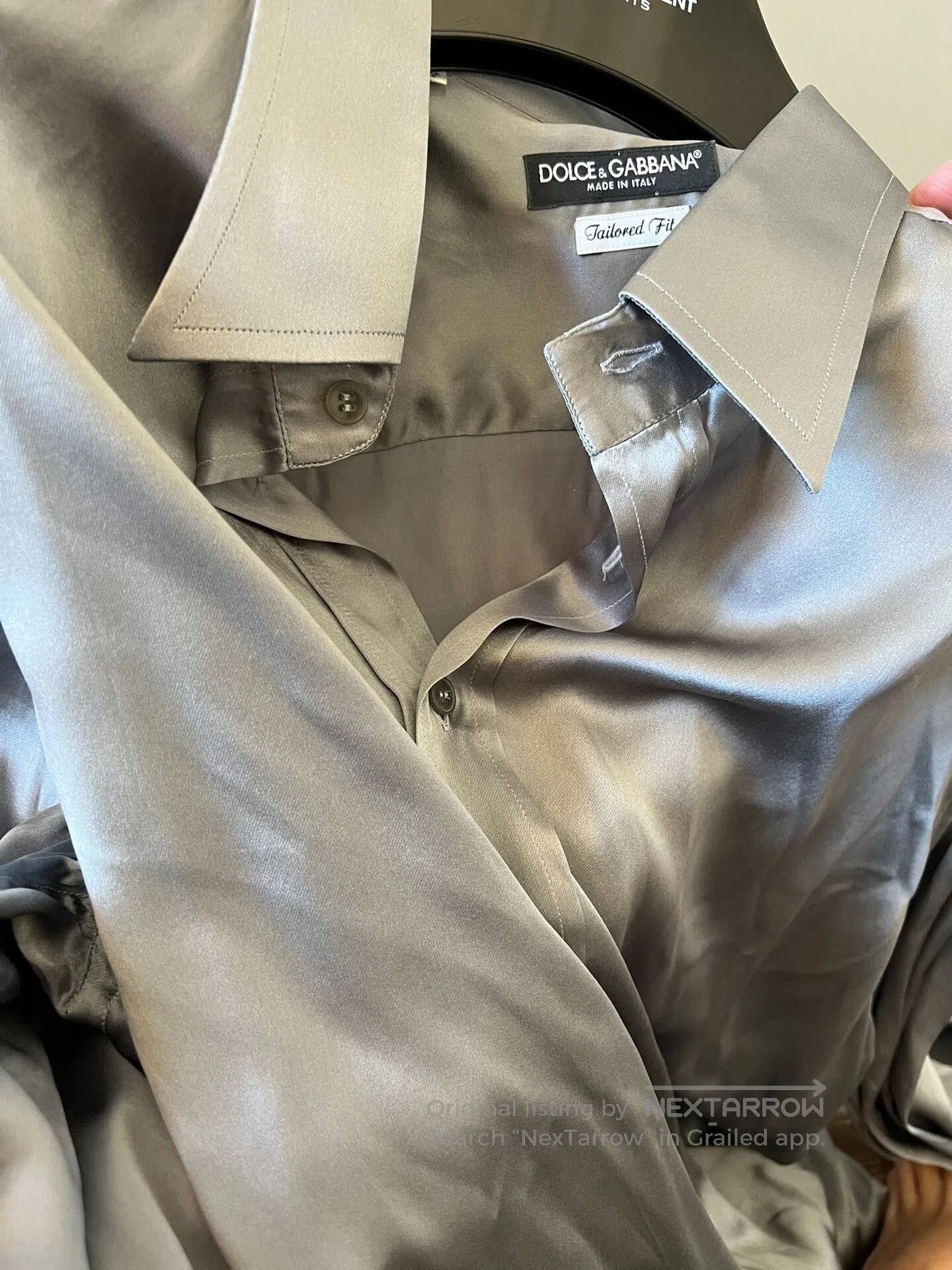 Japanese Brand Men's Gray Silk Long Sleeve Shirt. Size US S / EU 44-46 / 1 - 7 Thumbnail