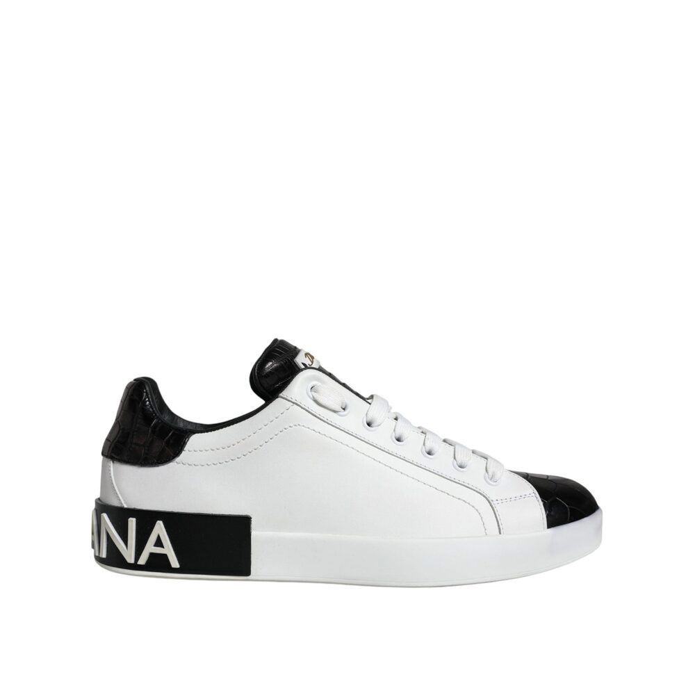 Dolce & Gabbana Dolce & Gabbana Black Leather Logo Portofino Sneaker Shoes Size US 7 / EU 40 - 6 Thumbnail