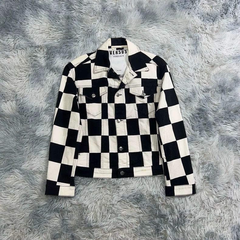 Versace Versus Checkered Denim Jacket - dmc Size US M / EU 48-50 / 2 - 1 Thumbnail