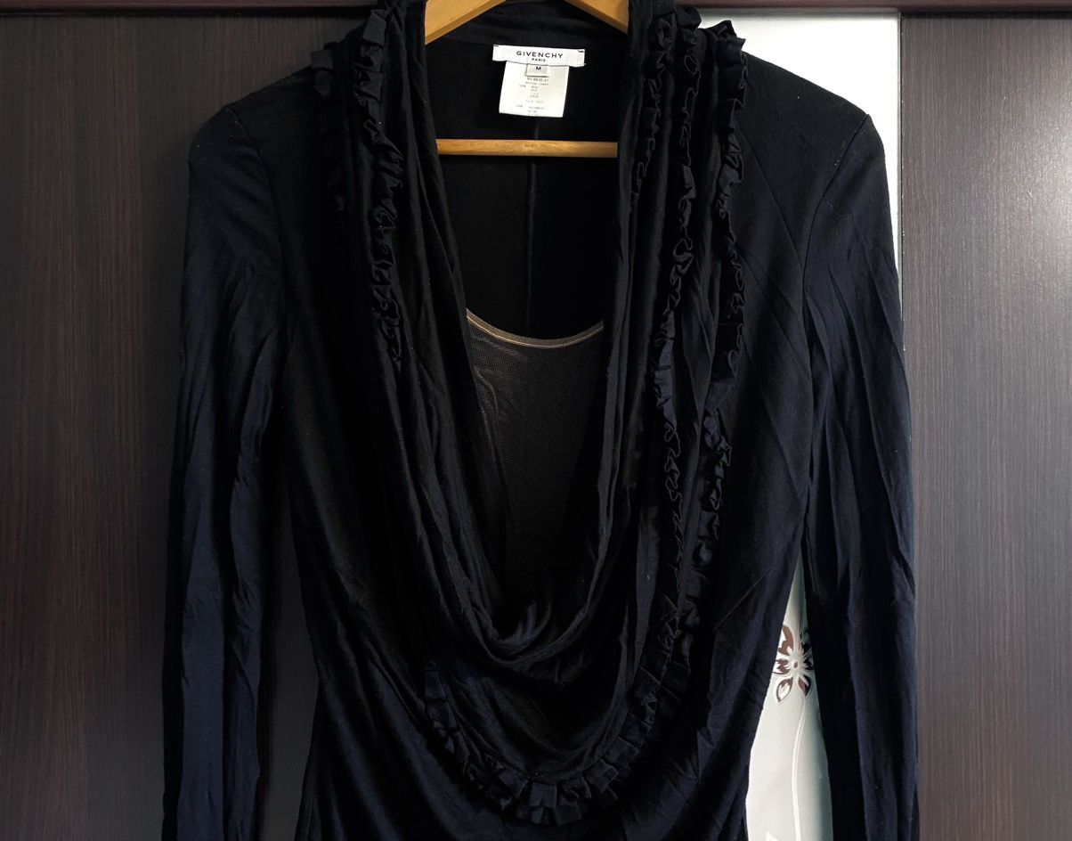 Givenchy Women's Givenchy Deep Neckline Ruffle Trim Longsleeve Blouse Size M / US 6-8 / IT 42-44 - 3 Thumbnail