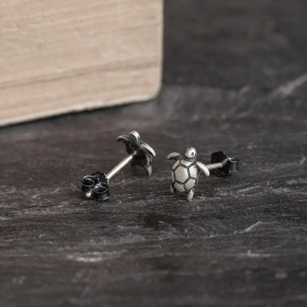 Jewelry Tiny Turtle Ocean Stud Earrings 925 Sterling Ear Charms Gift Size ONE SIZE - 3 Thumbnail