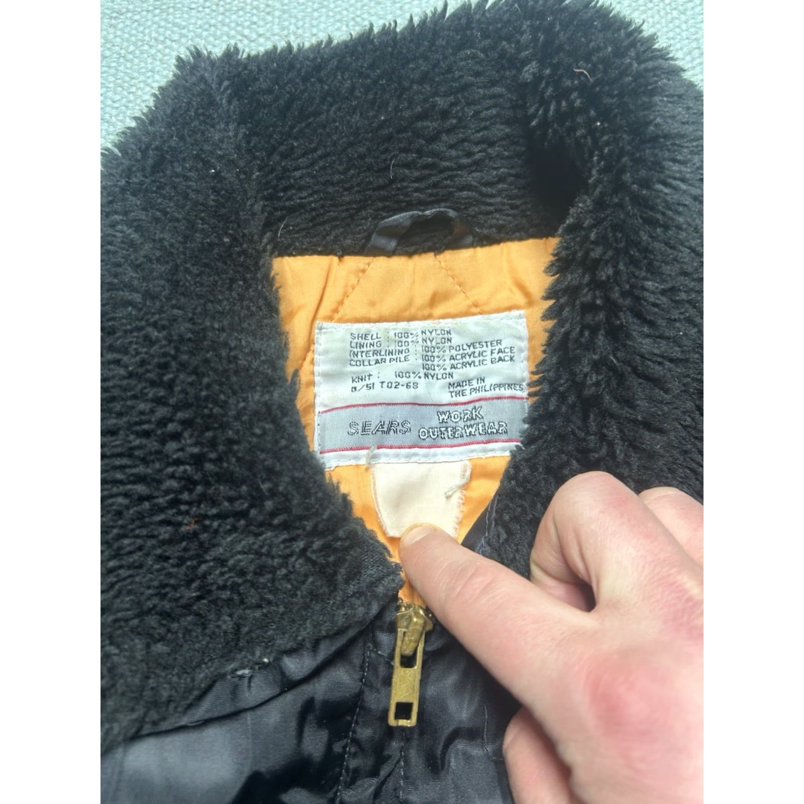 Sears VINTAGE Sears Bomber Jacket MA-1 Style Black Cropped Nylon Military Large Mens Size US L / EU 52-54 / 3 - 5 Thumbnail