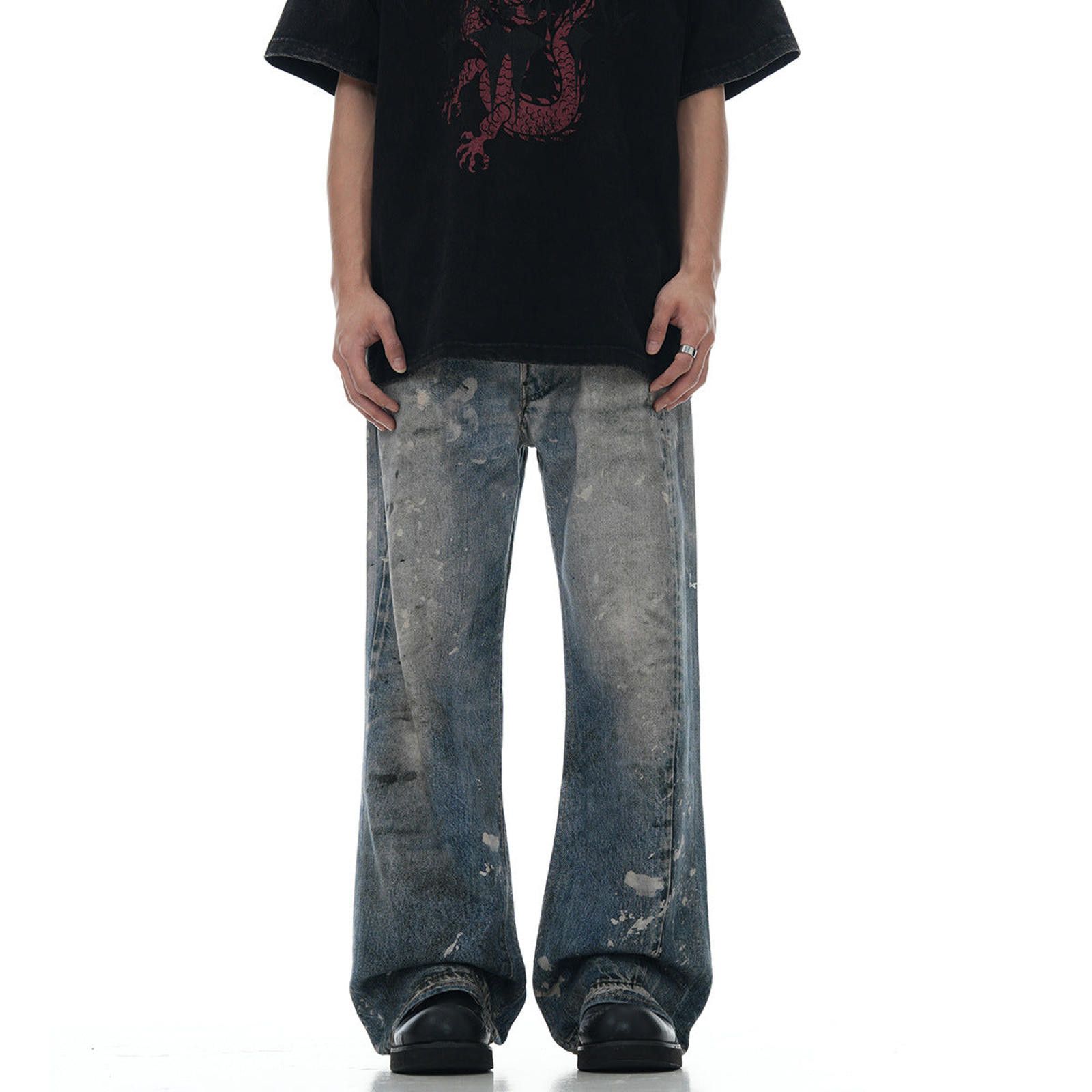 Japanese Brand Blue Distressed Relaxed Fit Men's Denim Jeans Size US 30 / EU 46 - 2 Thumbnail