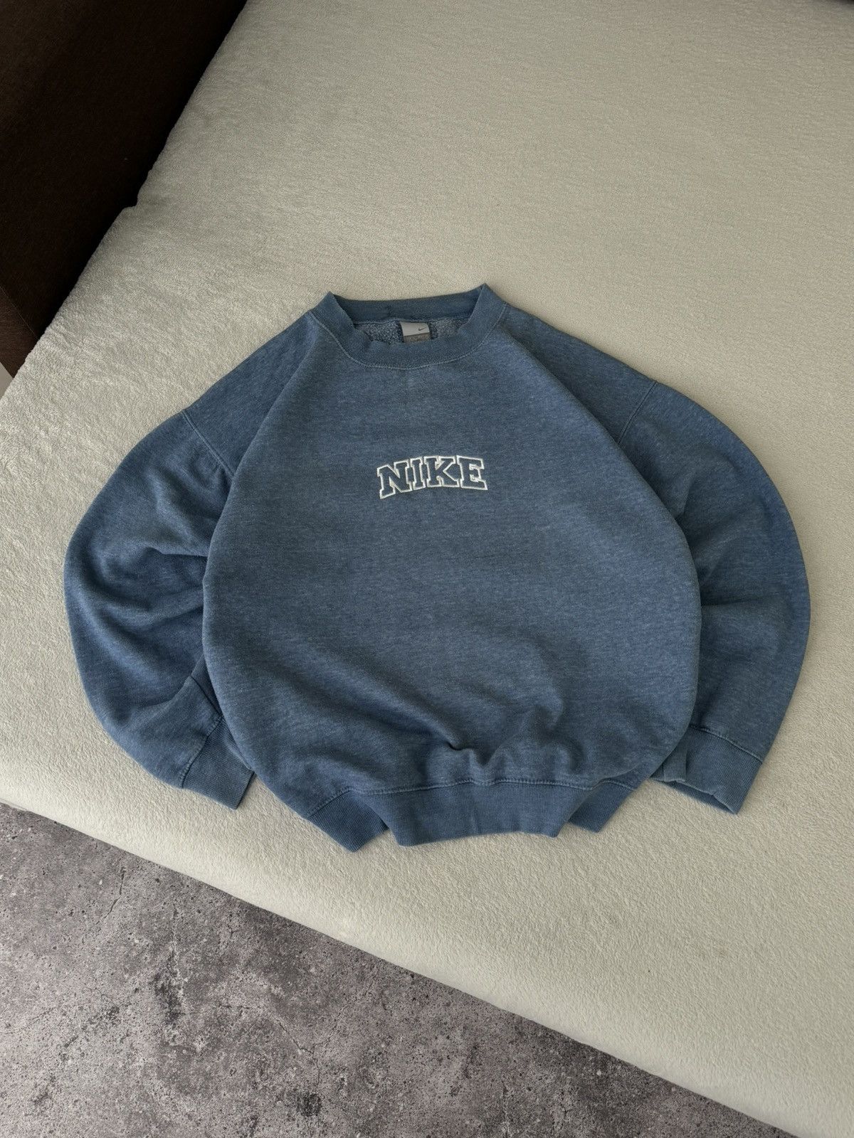 Nike × Vintage Vintage Nike Y2K oversized blue sweatshirt Size US XL / EU 56 / 4 - 3 Thumbnail