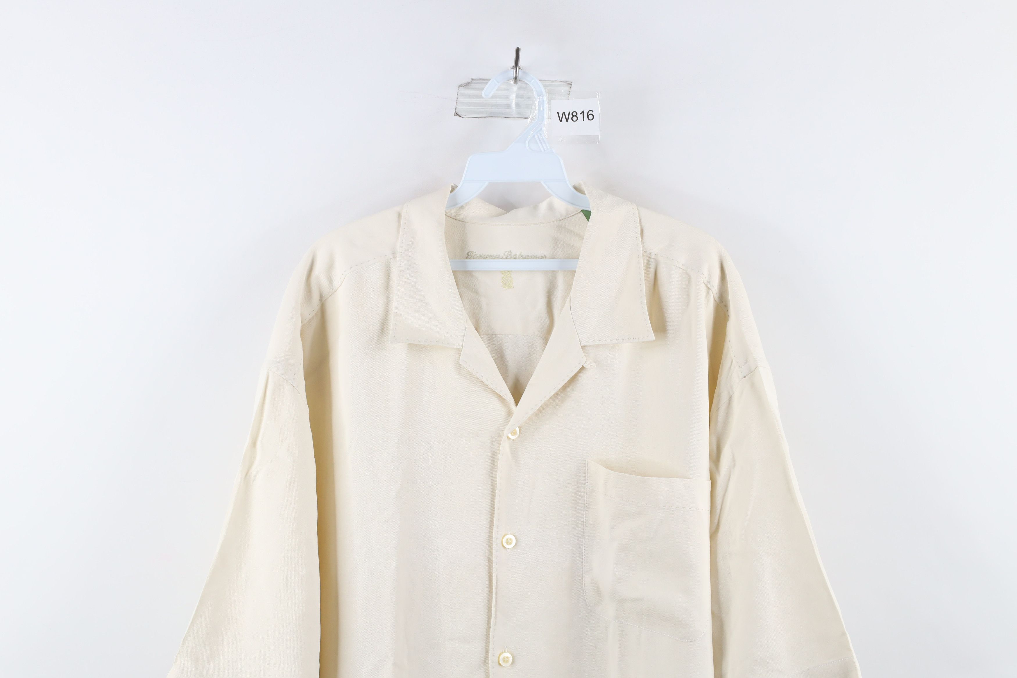 Tommy Bahama Tommy Bahama Short Sleeve Loop Collar Button Shirt Cream Size US XXL / EU 58 / 5 - 2 Thumbnail