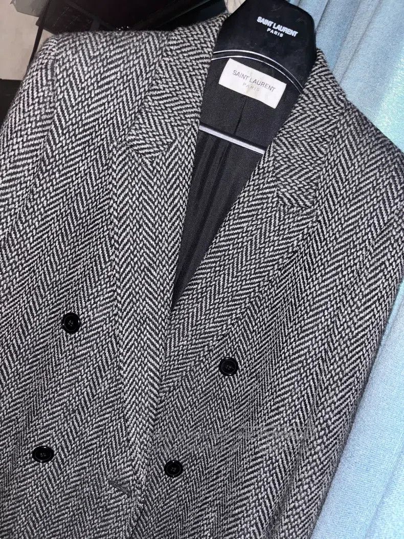 Saint Laurent Paris Saint Laurent Paris Herringbone Tweed Coat Size M / US 6-8 / IT 42-44 - 3 Thumbnail