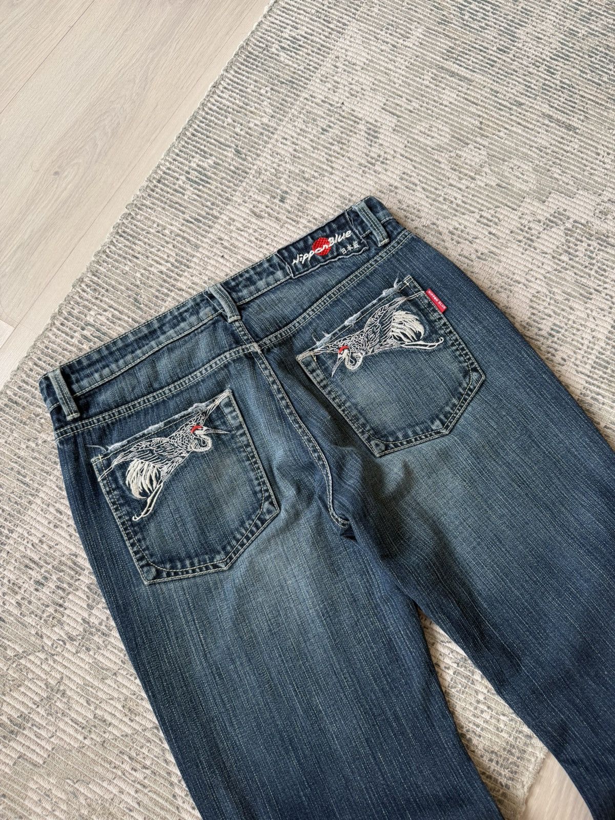 Japanese Brand Vintage Nippon Blue Japanese Flared Embroidery Pocket Evisu Size US 34 / EU 50 - 8 Thumbnail