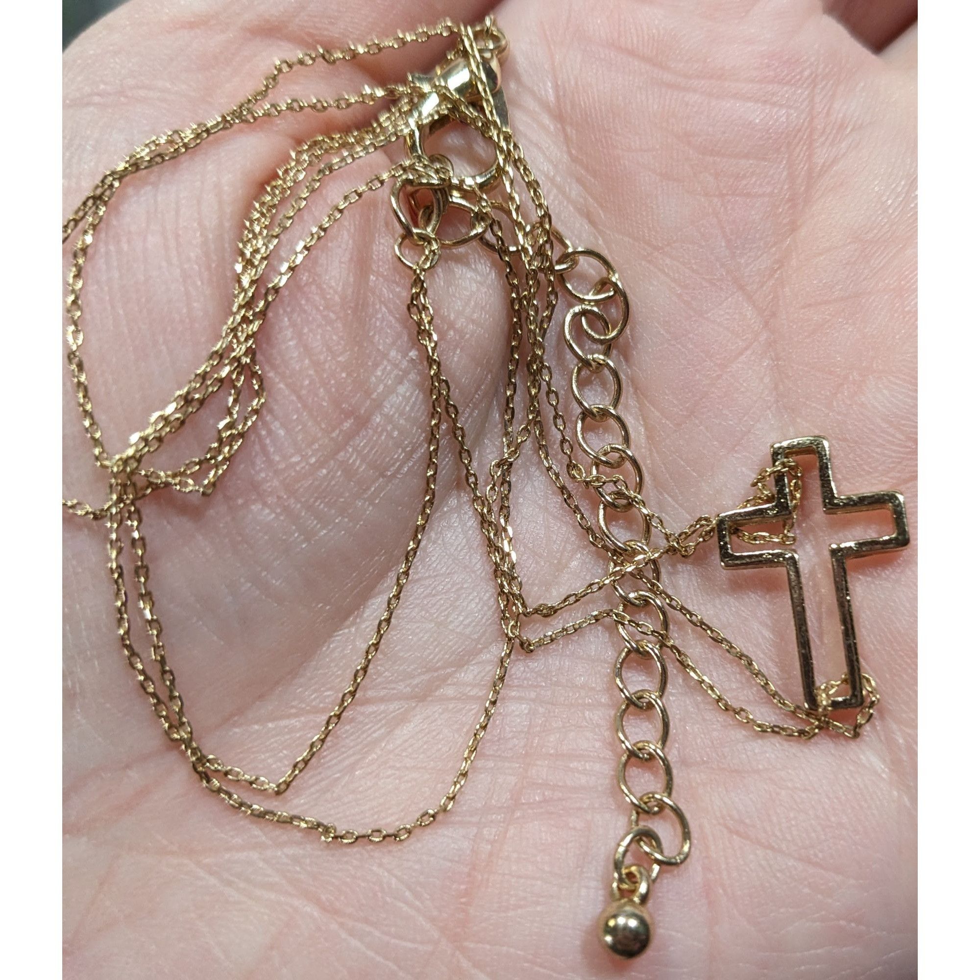 Other Religious Sideways Open Cross Pendant Gold Tone Necklace Size ONE SIZE - 6 Thumbnail