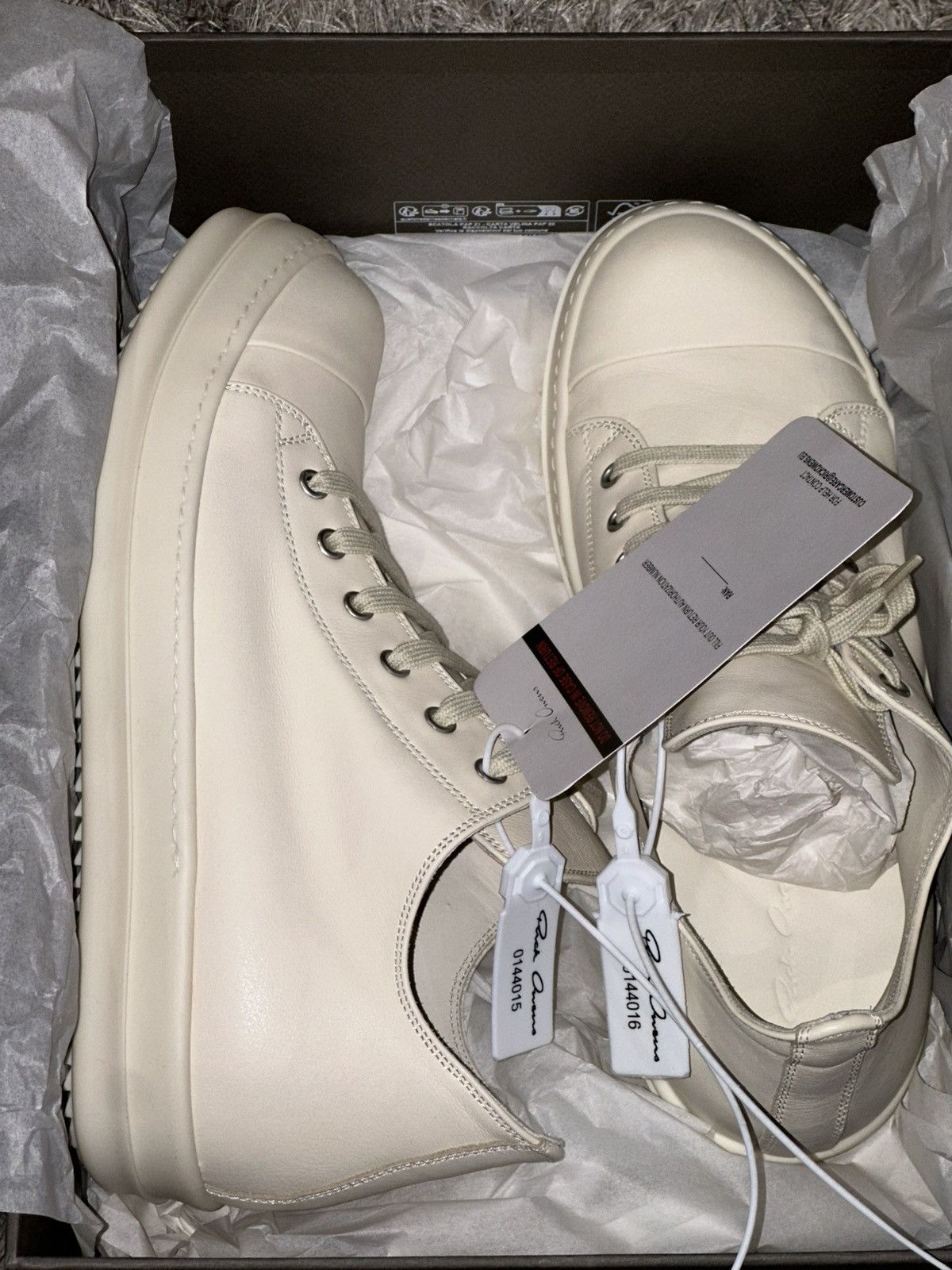 Rick Owens Rick owens leather ramones low top white milk sneakers Size US 9.5 / EU 42-43 - 10 Thumbnail