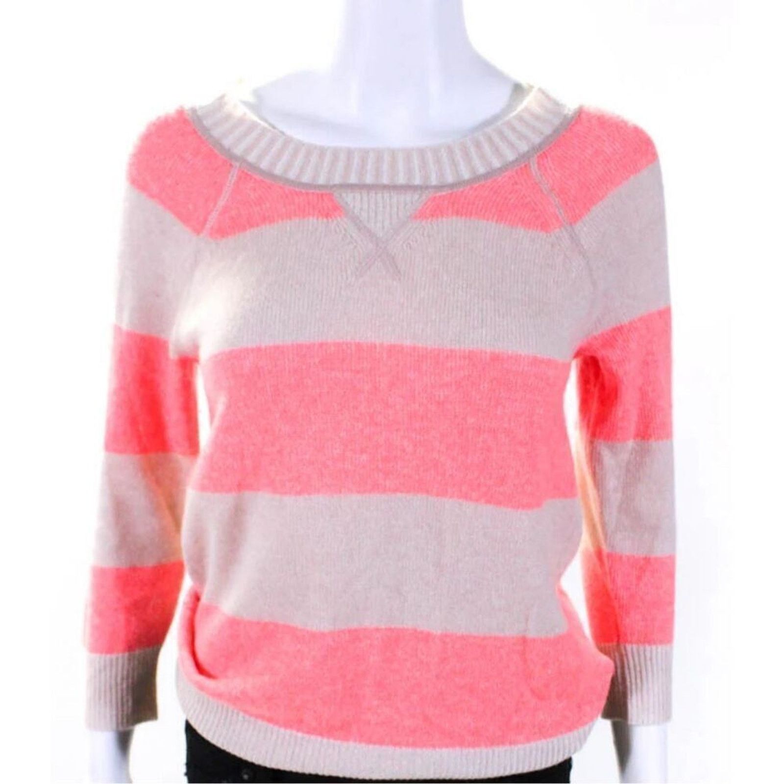 J.Crew J crew hot pink Italian cashmere striped sweater size XS NWT Size XS / US 0-2 / IT 36-38 - 1 Thumbnail