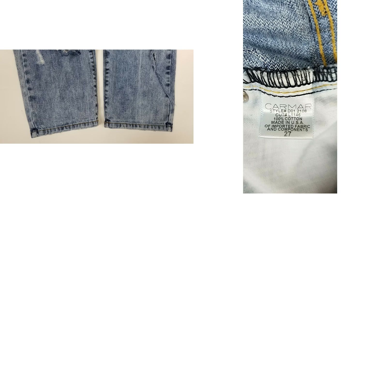 Vintage CARMAR Womens Jeans Blue 27 Ripped Straight Cotton USA Denim, Size 27, Regular, Blue, Women, Jeans, Straight, USA, Carmar Size 27" / US 4 / IT 40 - 8 Thumbnail