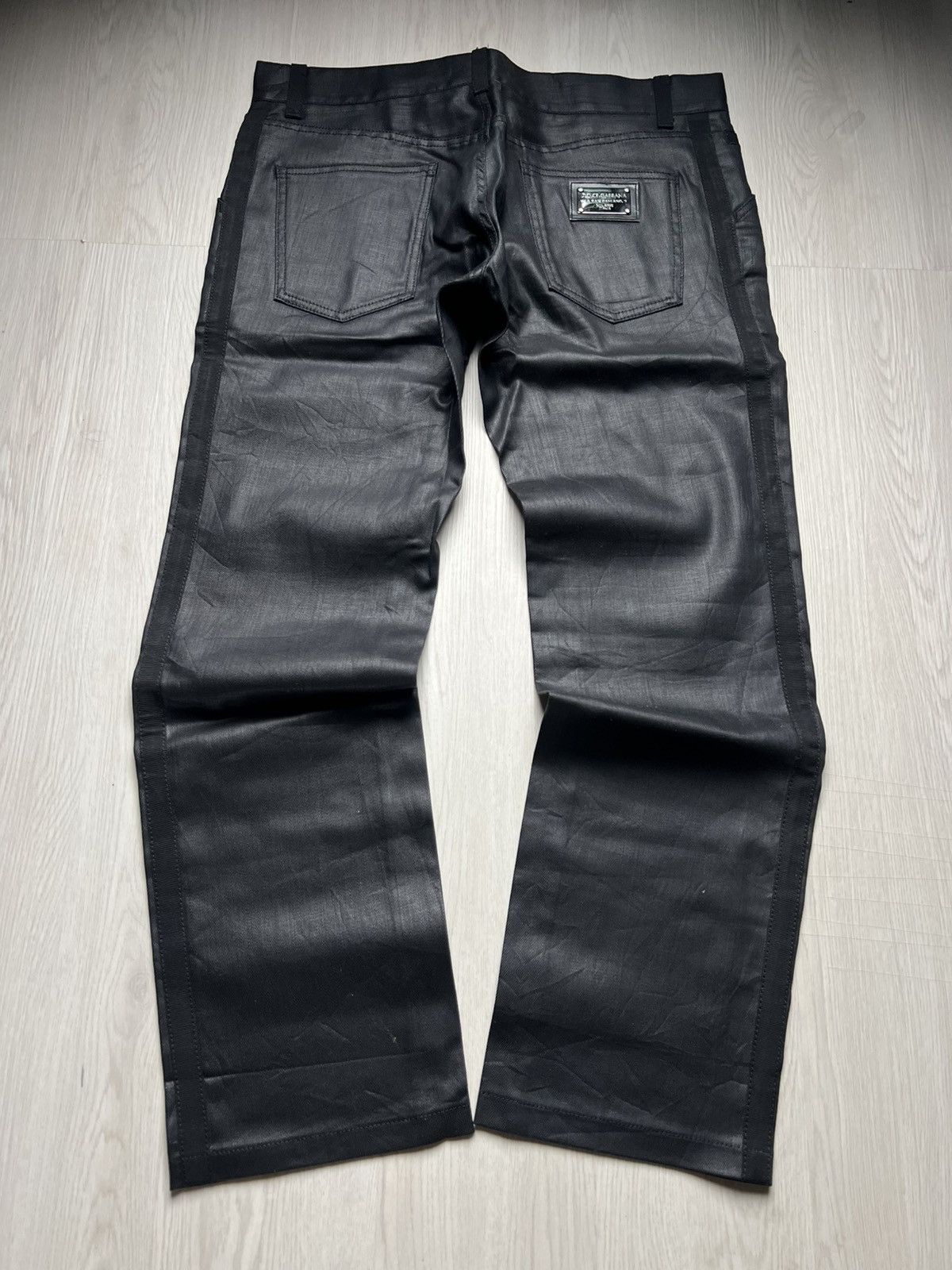Dolce & Gabbana Dolce Gabbana Waxed Black Coated Denim Size US 35 - 1 Thumbnail