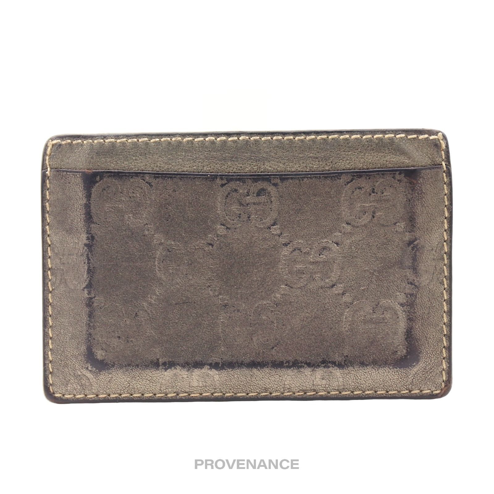 Gucci 🔴 Gucci Card Holder Wallet - Metallic Bronze Guccissima Size ONE SIZE - 1 Thumbnail