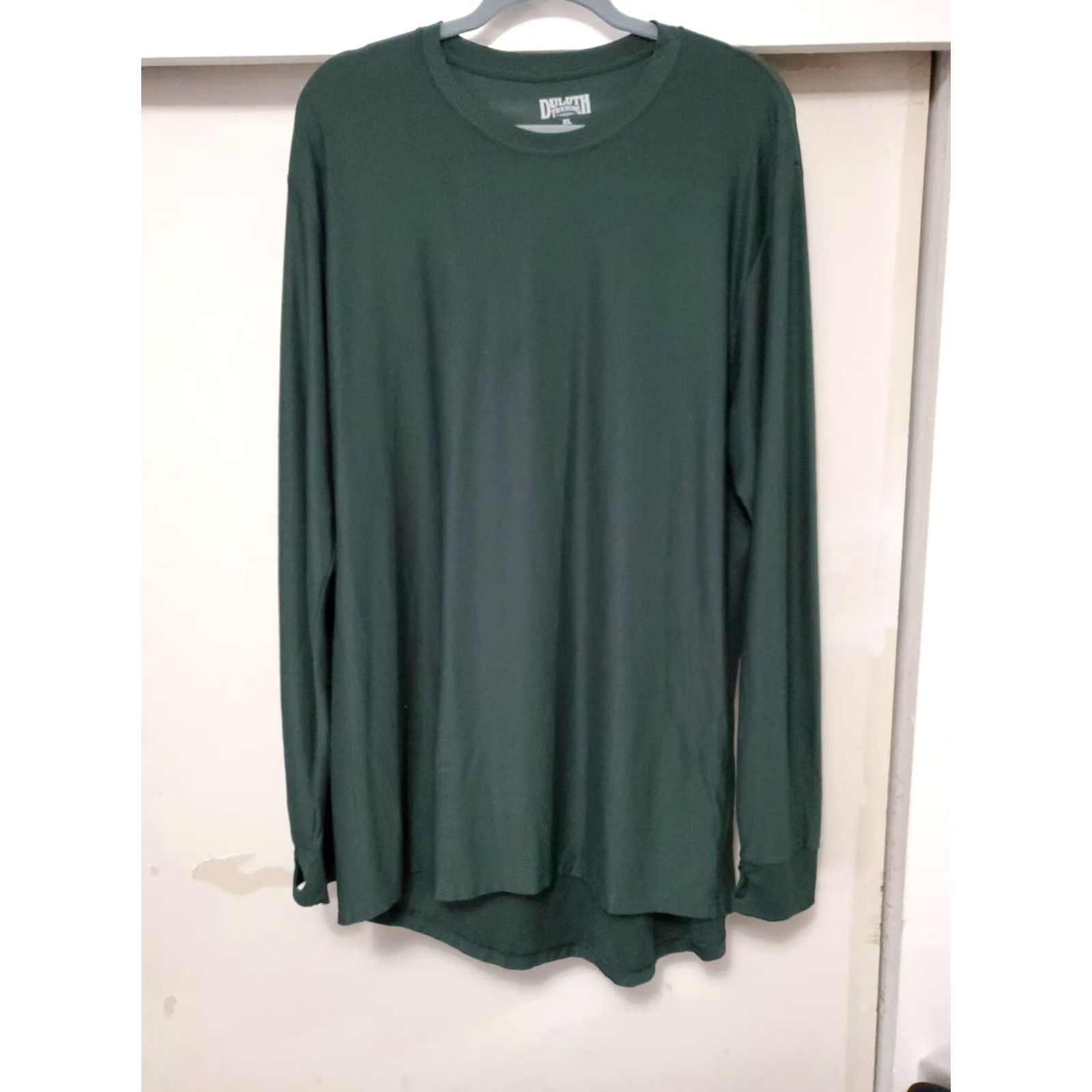 CO Duluth Trading Co Mens Pullover Longtail Green Knit Long Sleeve Shirt XL Green Knit Longtail Tee Mens Shirts Size US XL / EU 56 / 4 - 4 Thumbnail