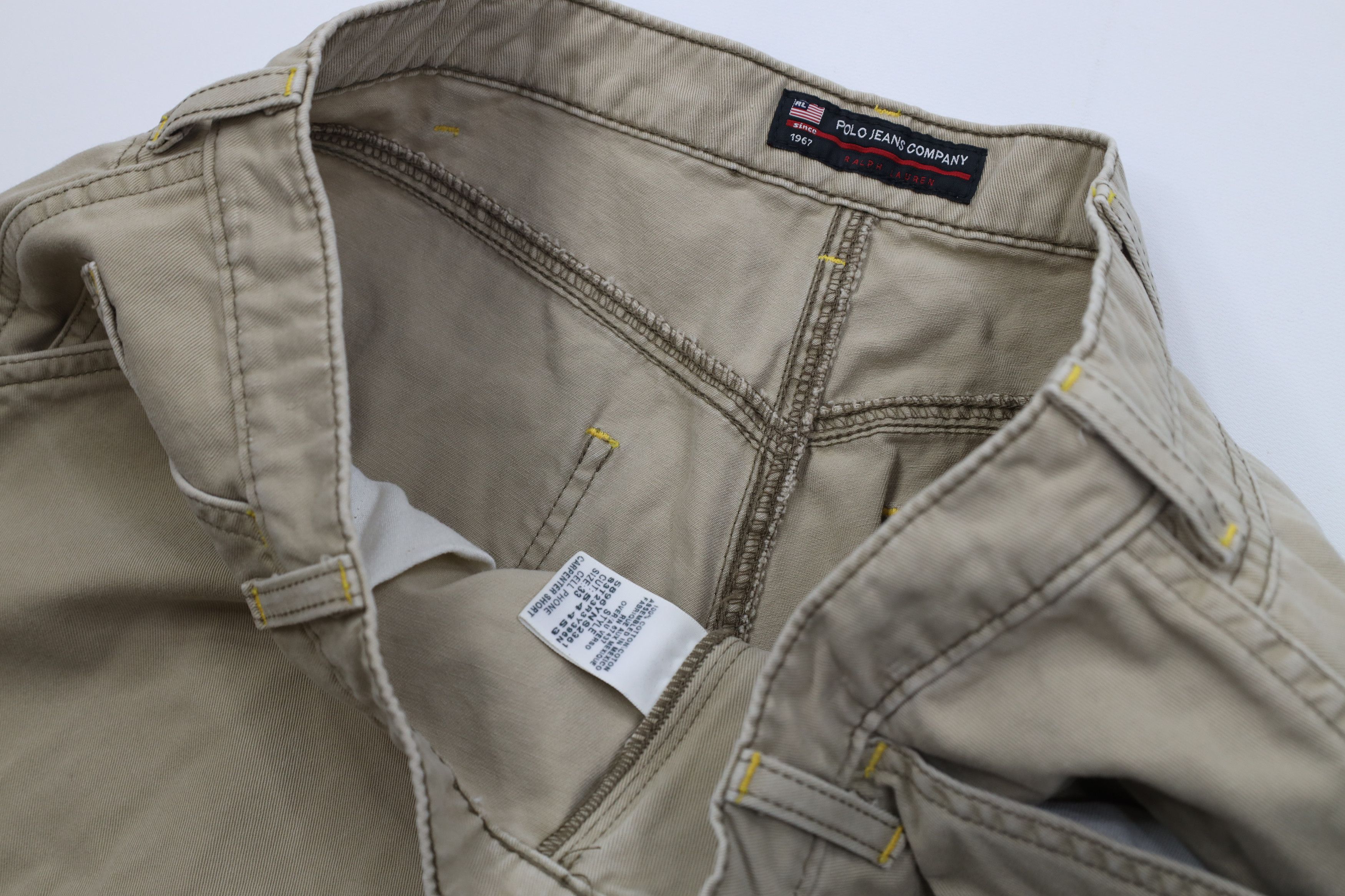 Ralph Lauren Vintage 90s Y2K Ralph Lauren Cell Phone Pocket Shorts Beige Size US 33 - 7 Thumbnail