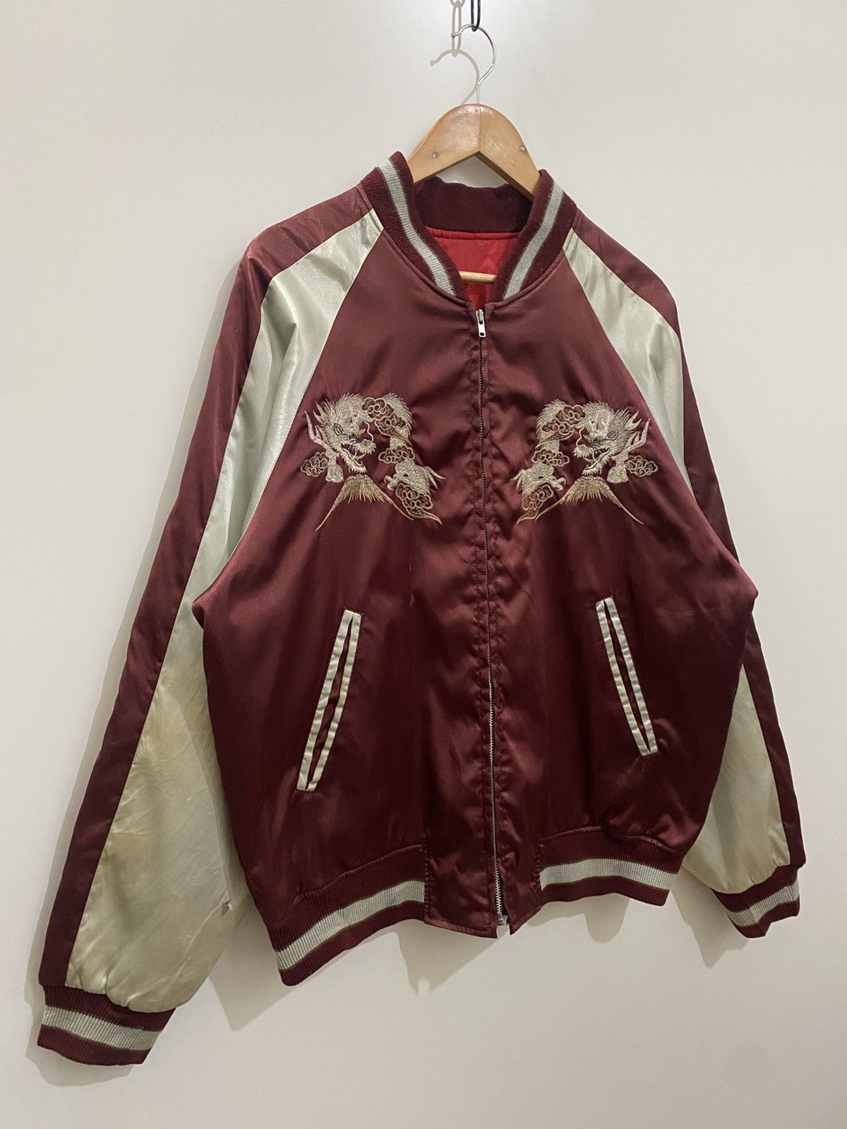 Japanese Brand Sukajan Japanese Jacket Satin Dragon and Fuji Size US XL / EU 56 / 4 - 2 Thumbnail