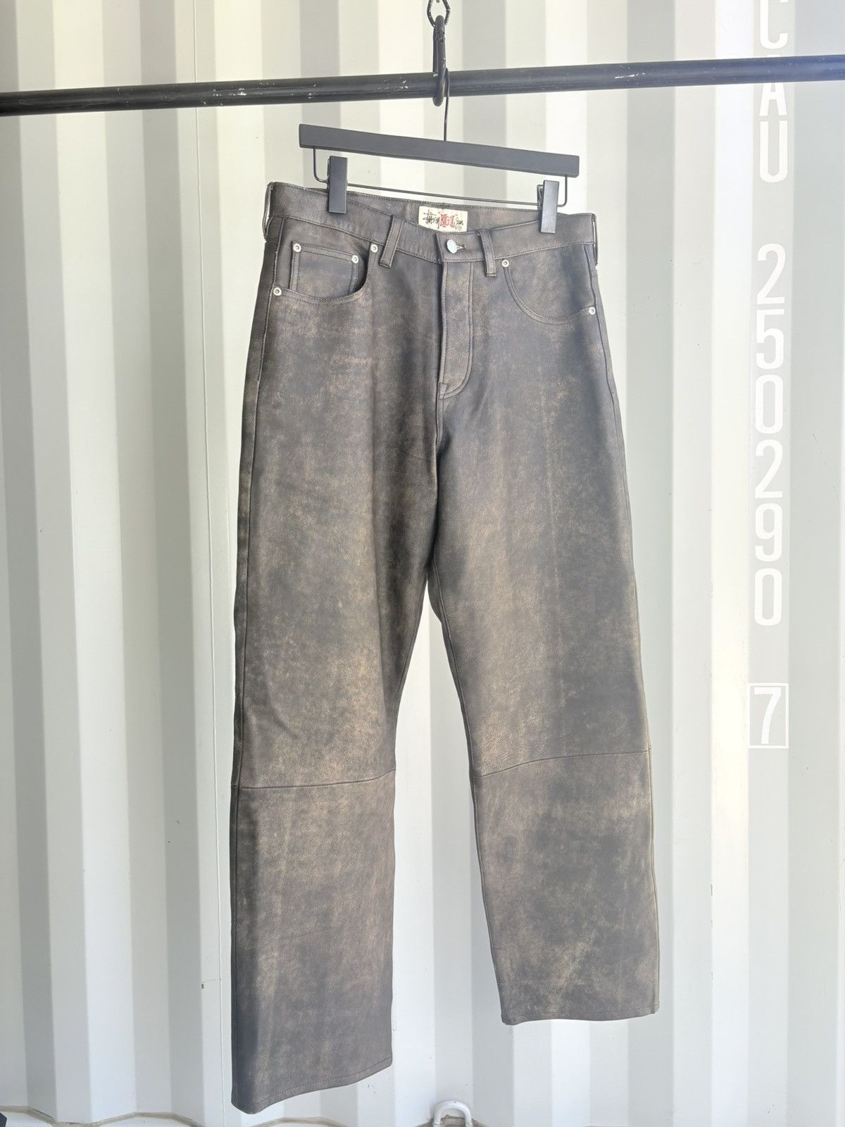 パンツ STUSSY BIG OL' JEAN STONEWASHED LEATHER STUSSY】BIG OL JEAN WASHED CANVAS/オーバーサイズ/男女兼用