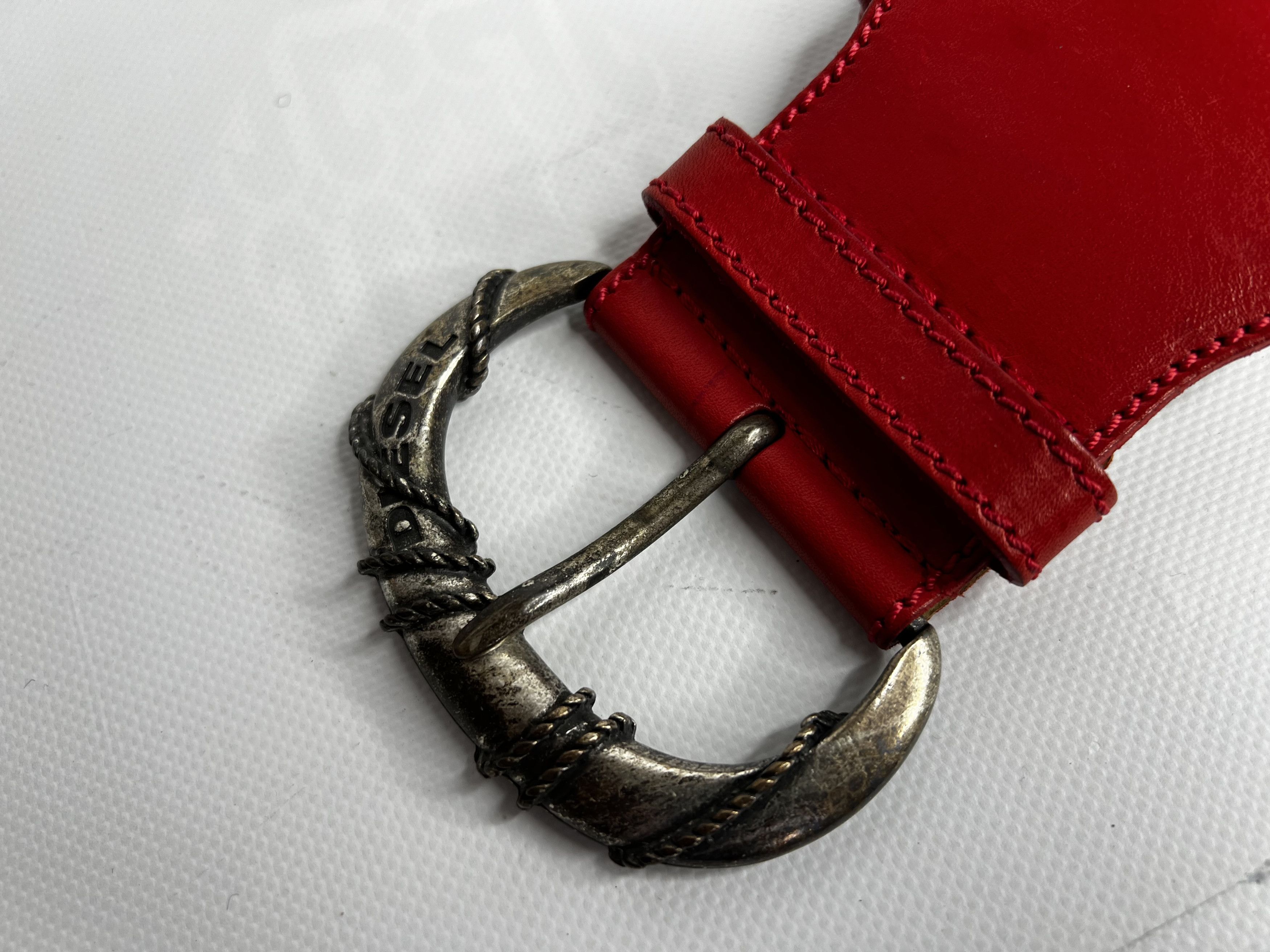 Diesel VINTAGE DIESEL RED LEATHER BELT LOGO Size ONE SIZE - 2 Thumbnail