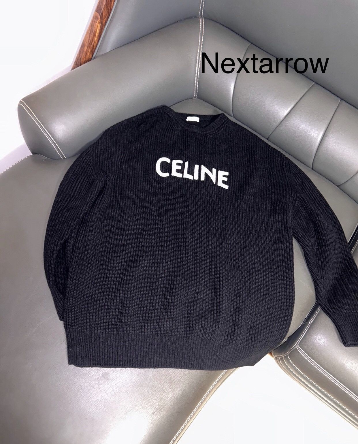 Celine Celine 21FW Explosive Chest Letter Logo Wool Sweater2412- Size US XL / EU 56 / 4 - 1 Thumbnail